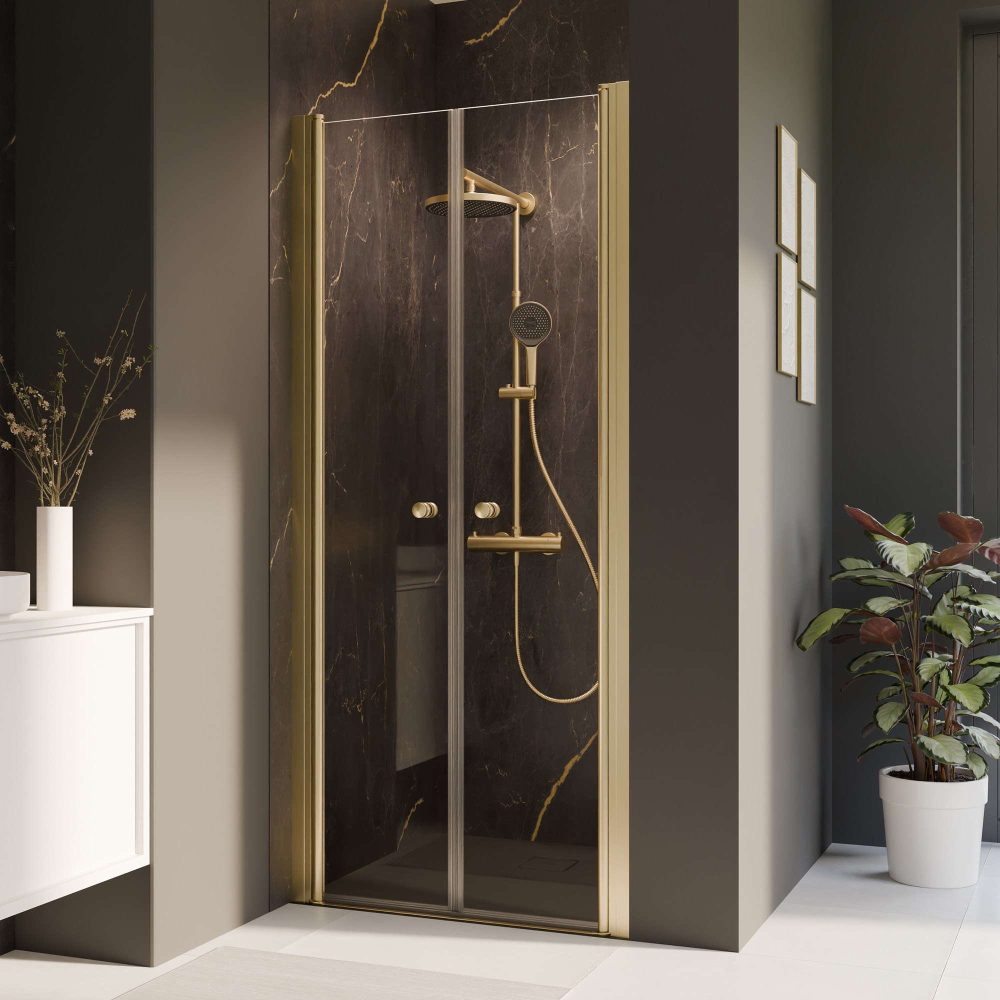 Breuer Pendeltür 'Elana 2.0' für Nische, goldfarben, 90 x 200 cm