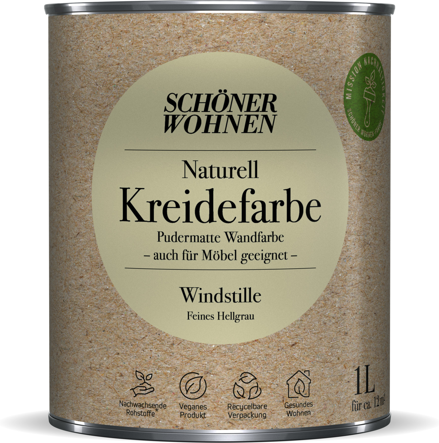 Schöner Wohnen Farbe Naturell Kreidefarbe 'Windstille' hellgrau matt 1 l