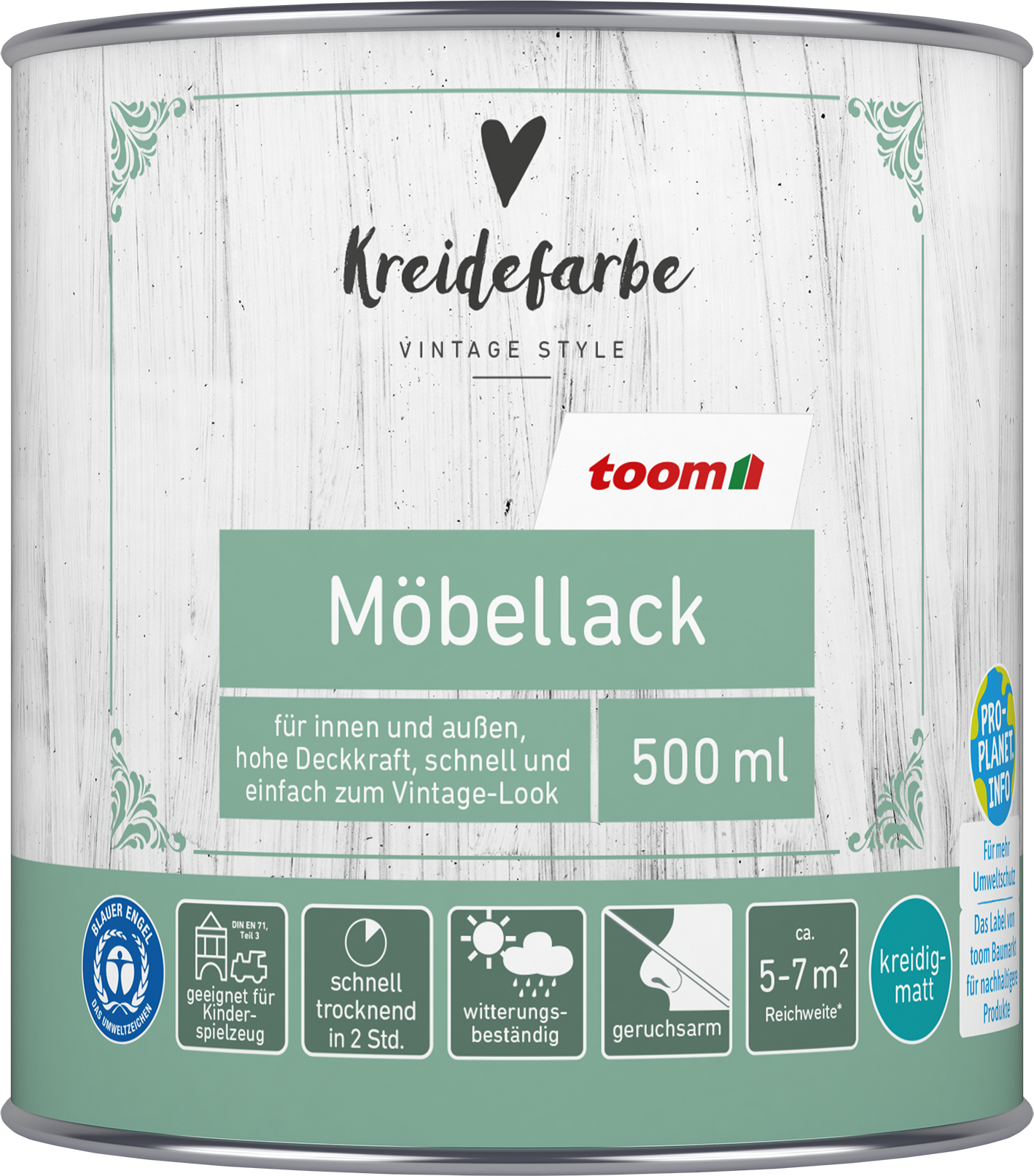 toom Kreidefarbe-Möbellack anthrazitfarben matt 500 ml