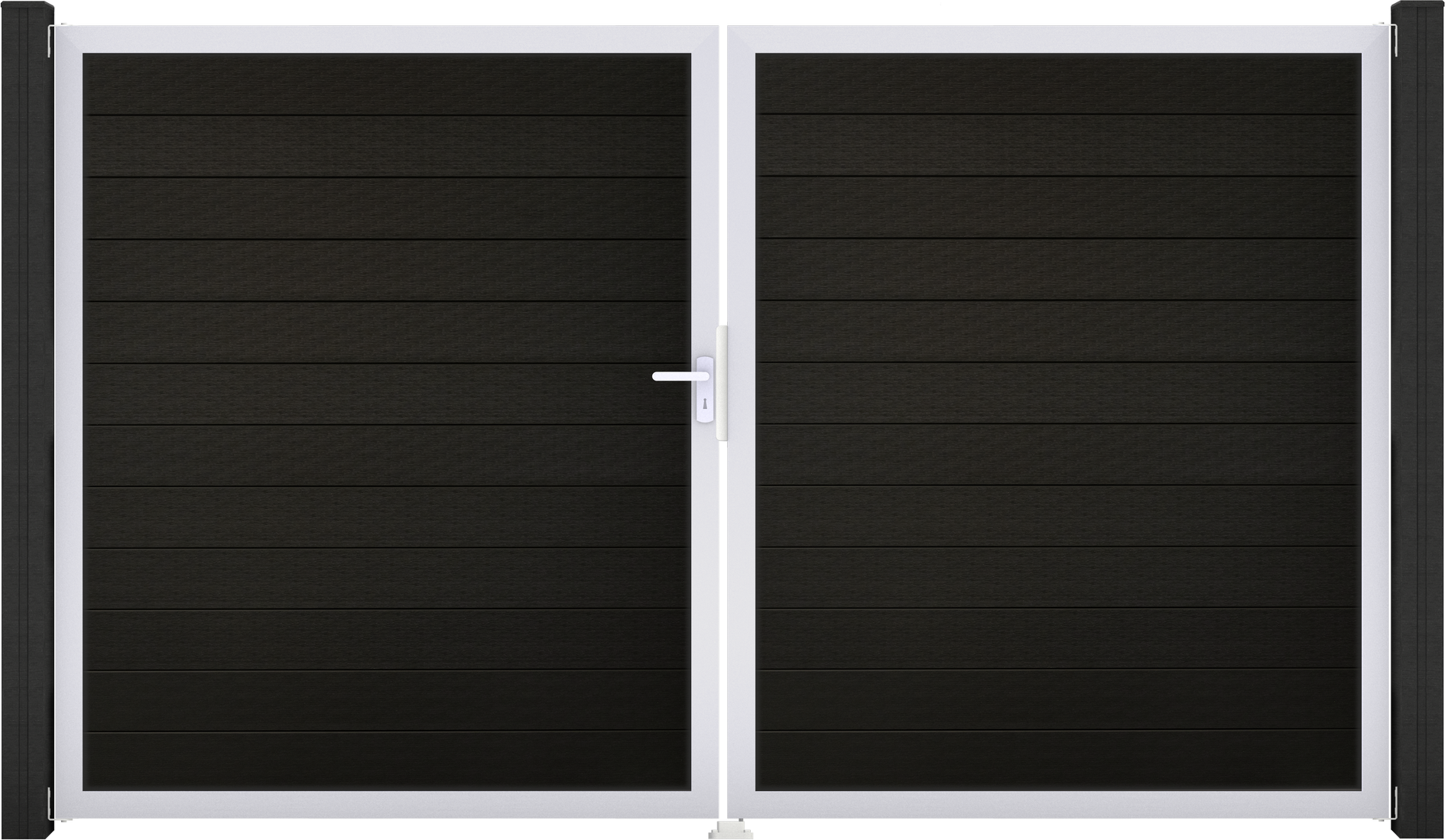 GroJa Doppeltor 'Solid' BPC/Aluminium DIN links schwarz/silber 300 x 180 cm