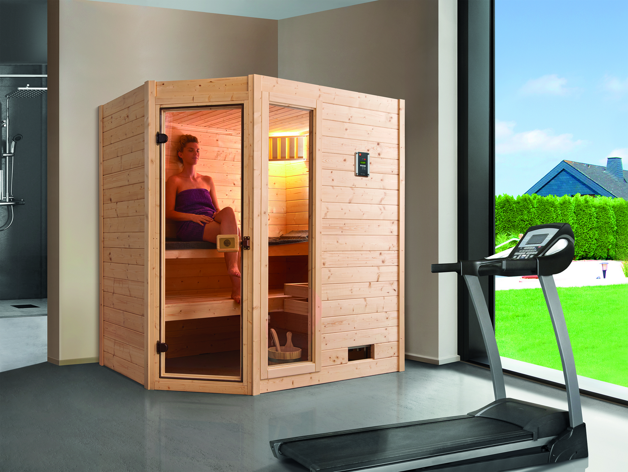 Weka Massivholzsauna 'Valida 1' 189 x 139 cm mit Glastür, Fenster