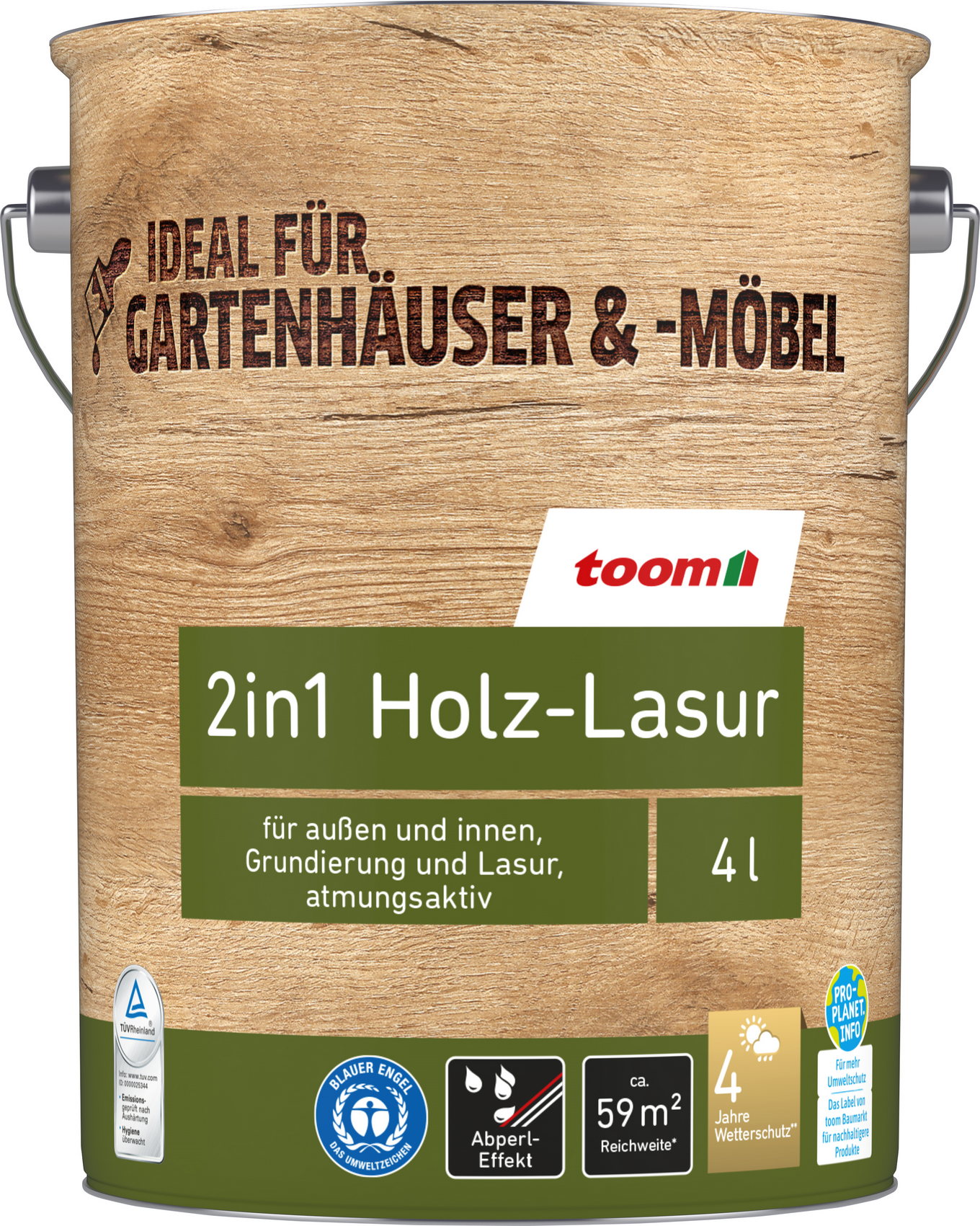 toom 2in1 Holzlasur ebenholzfarben 4 l
