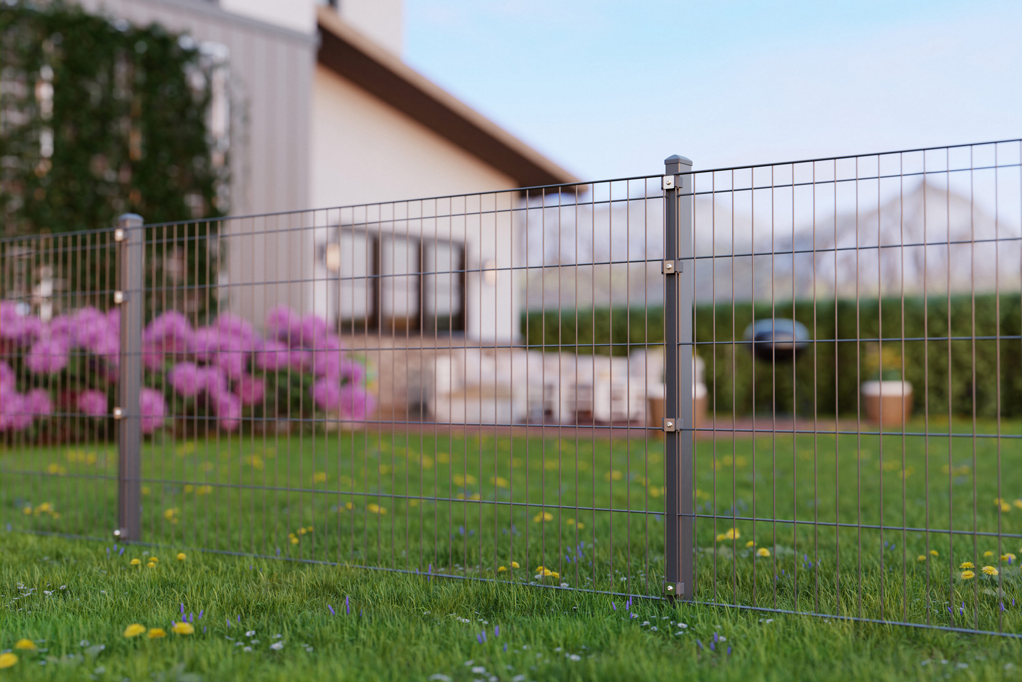 deutsche zauntechnik Doppel-/Einstabmatten-Set 'Michl' anthrazitgrau 1600 x 120 cm