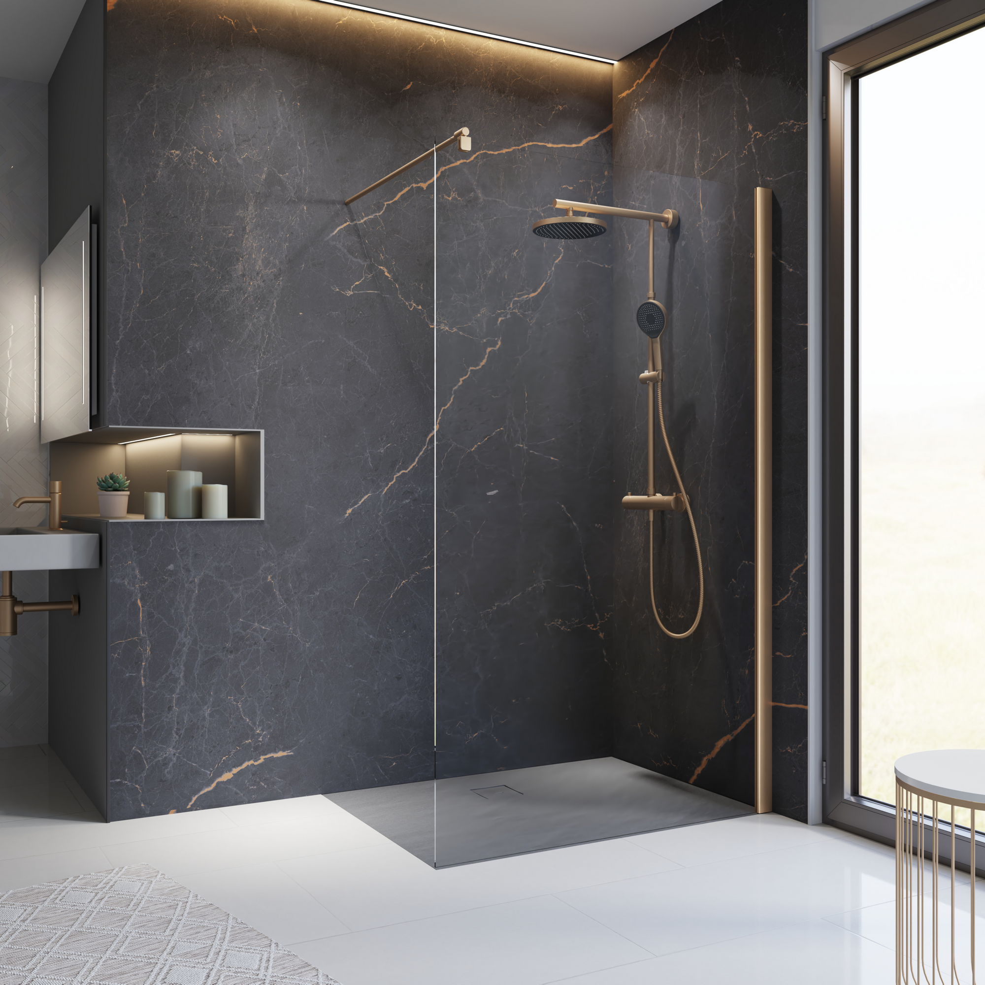 Thumbnail - Schulte Walk-In-Duschwand 'Alexa Style 2.0' Kupferoptik 200 x 90 cm