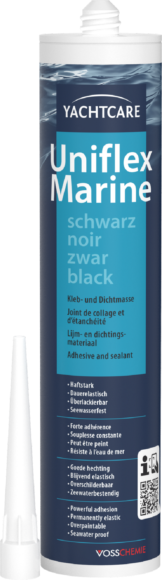 Yachtcare Dauerelastische Kleb- und Dichtmasse 'Uniflex Marine' schwarz 310 ml