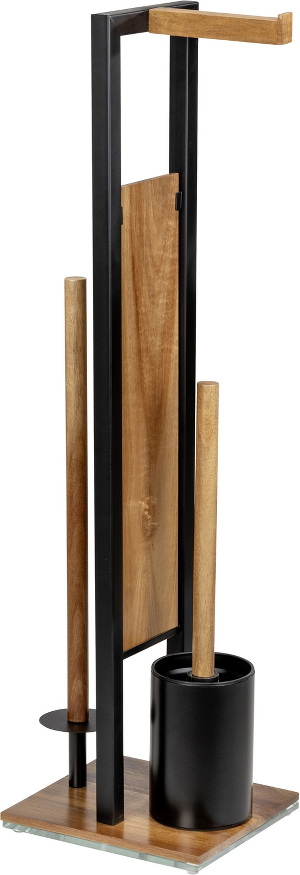 Wenko Stand WC-Garnitur 'Rivalta' 3-in-1 Akazienholz/Stahl schwarz