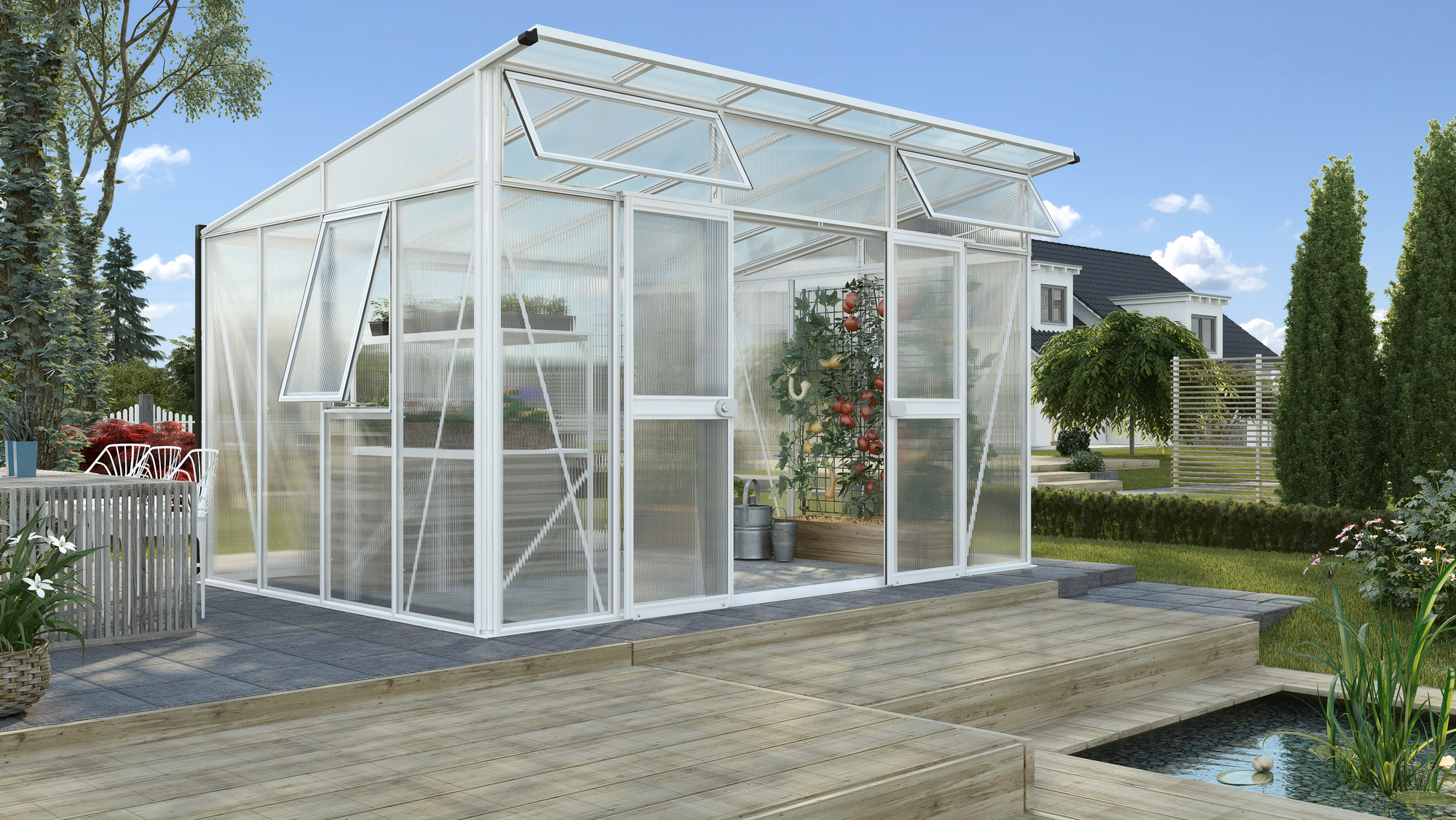 Vitavia Gewächshaus 'Aphrodite 11500' 395,7 x 275,4 cm mit 10 mm Hohlkammerplatten weiß
