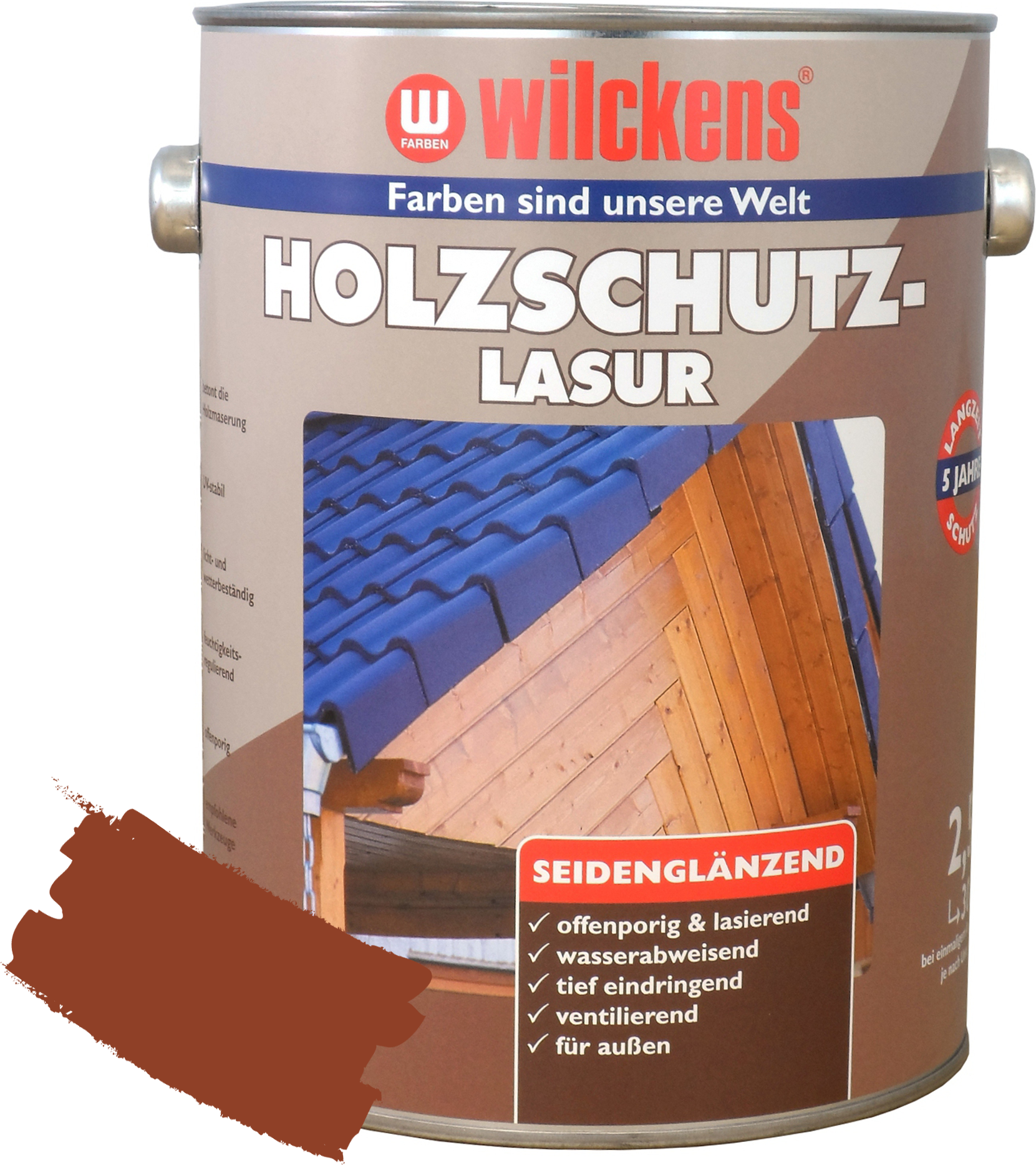 Wilckens Holzschutzlasur mahagonifarbend seidenglänzend 2,5 l