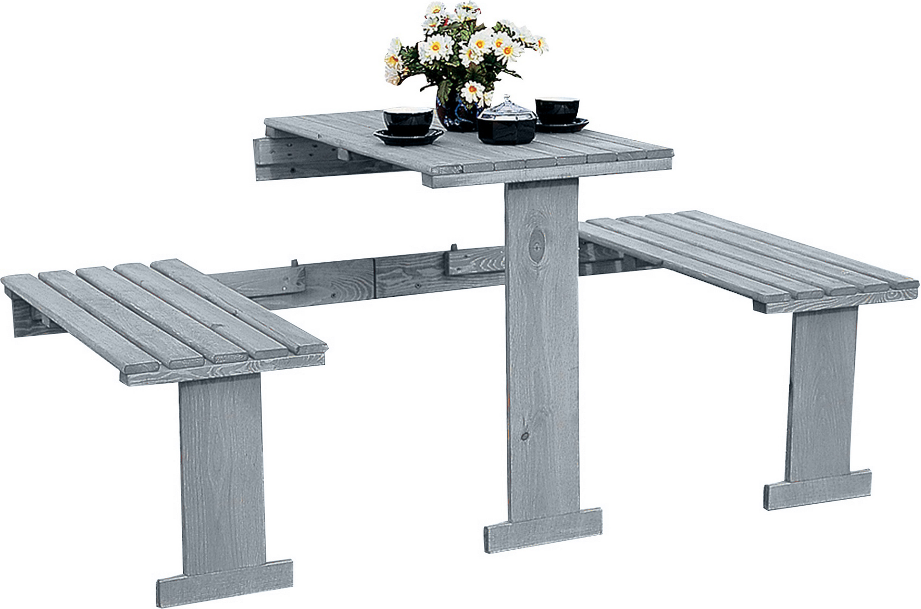 Promadino Balkonmöbel-Set Holz grau 3-teilig