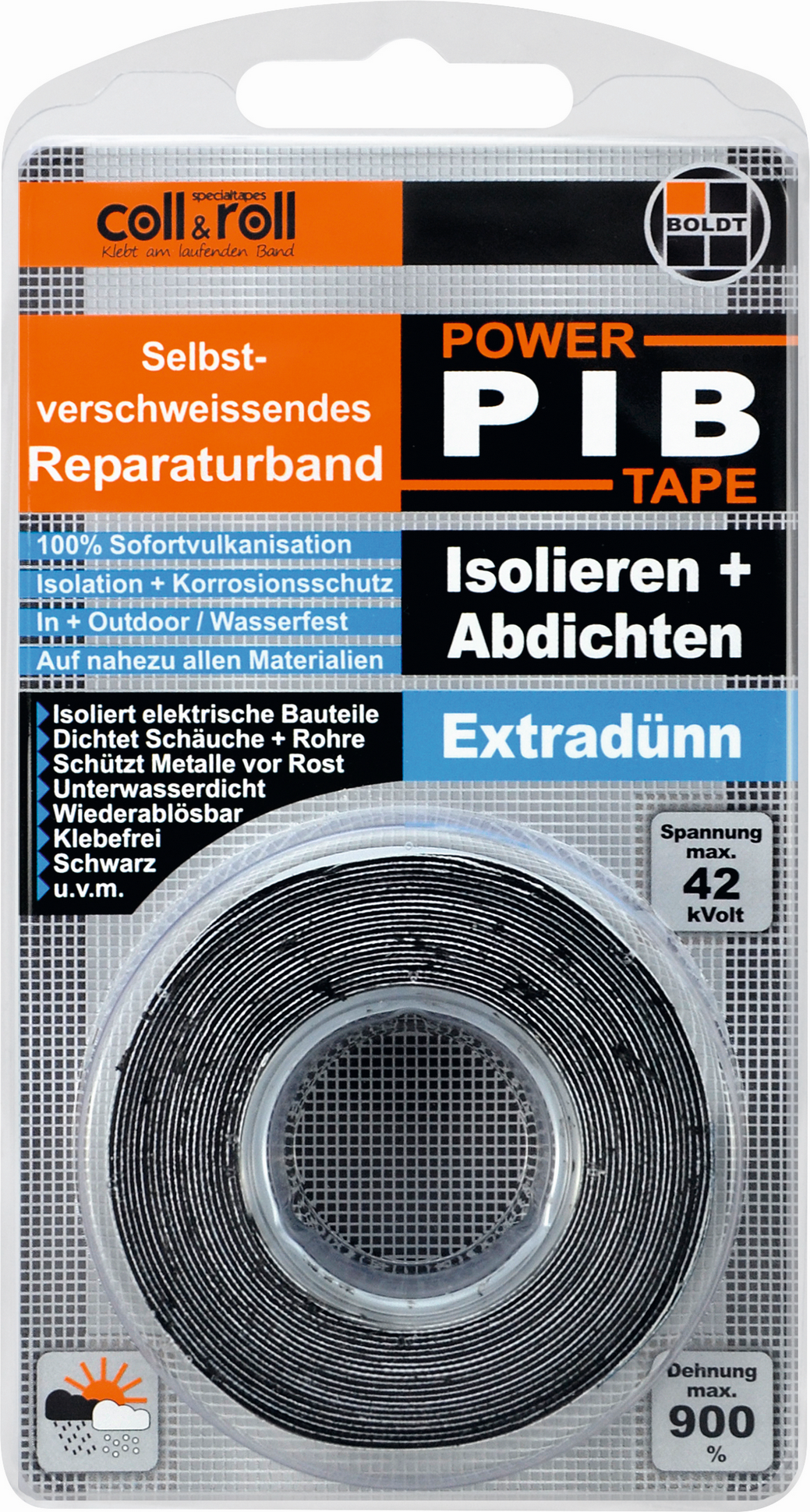 Boldt Reparaturband 'PowerPIP' schwarz extradünn 3 m