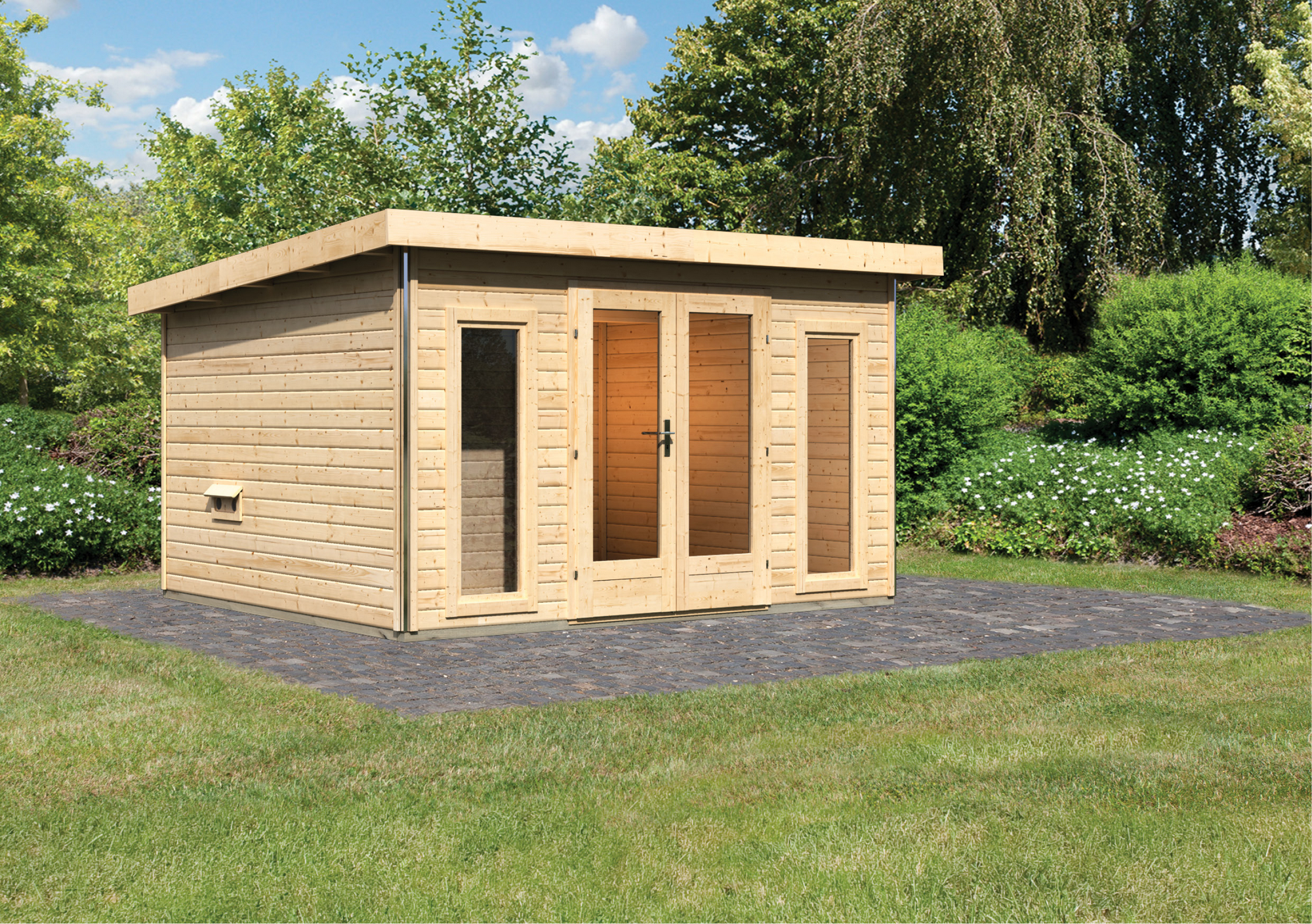 Karibu Saunahaus 'Francisco 2' A naturbelassen 369 x 309 x 229 cm