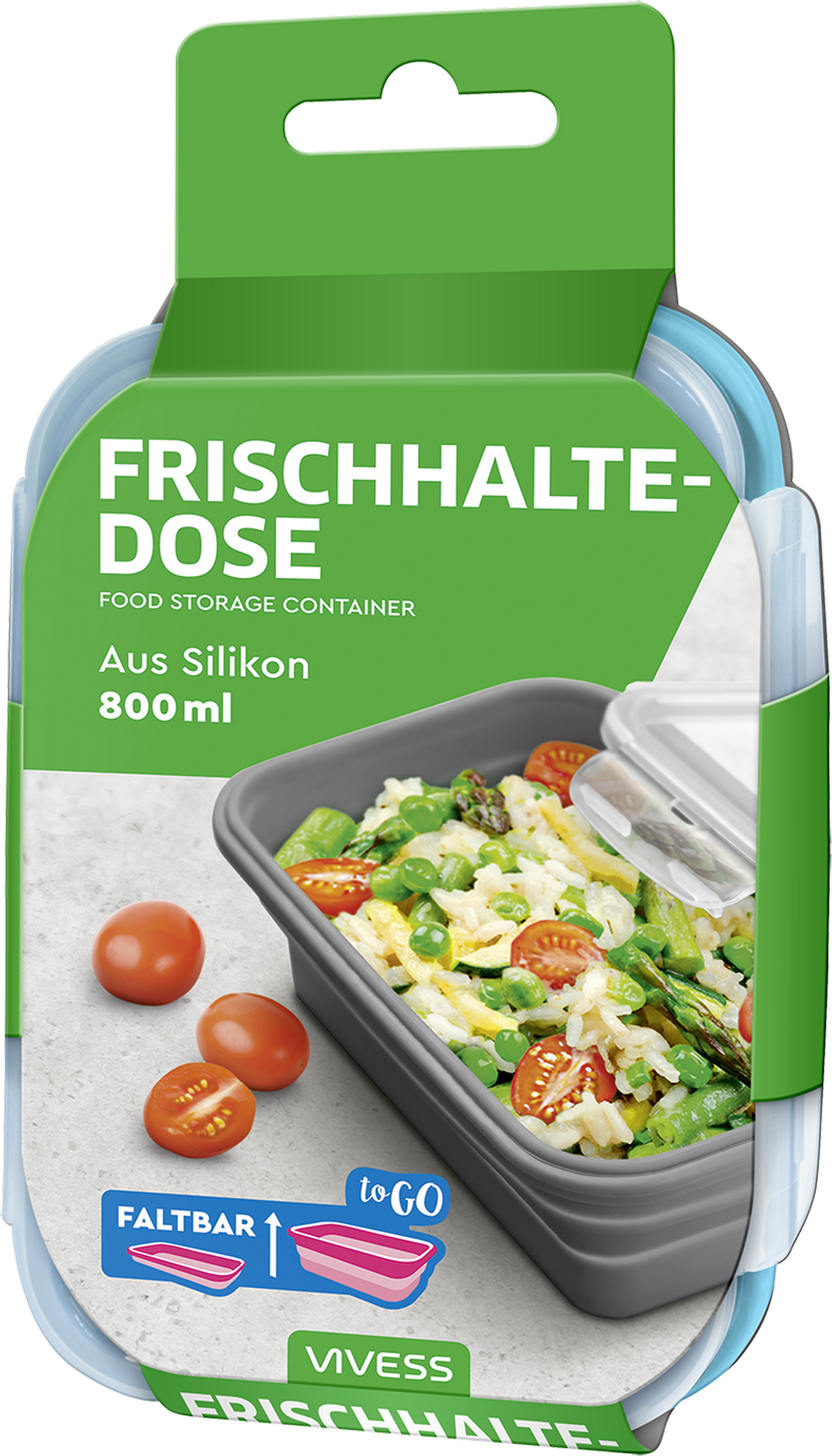 Vivess Frischhaltedose Silikon faltbar farblich sortiert 800 ml