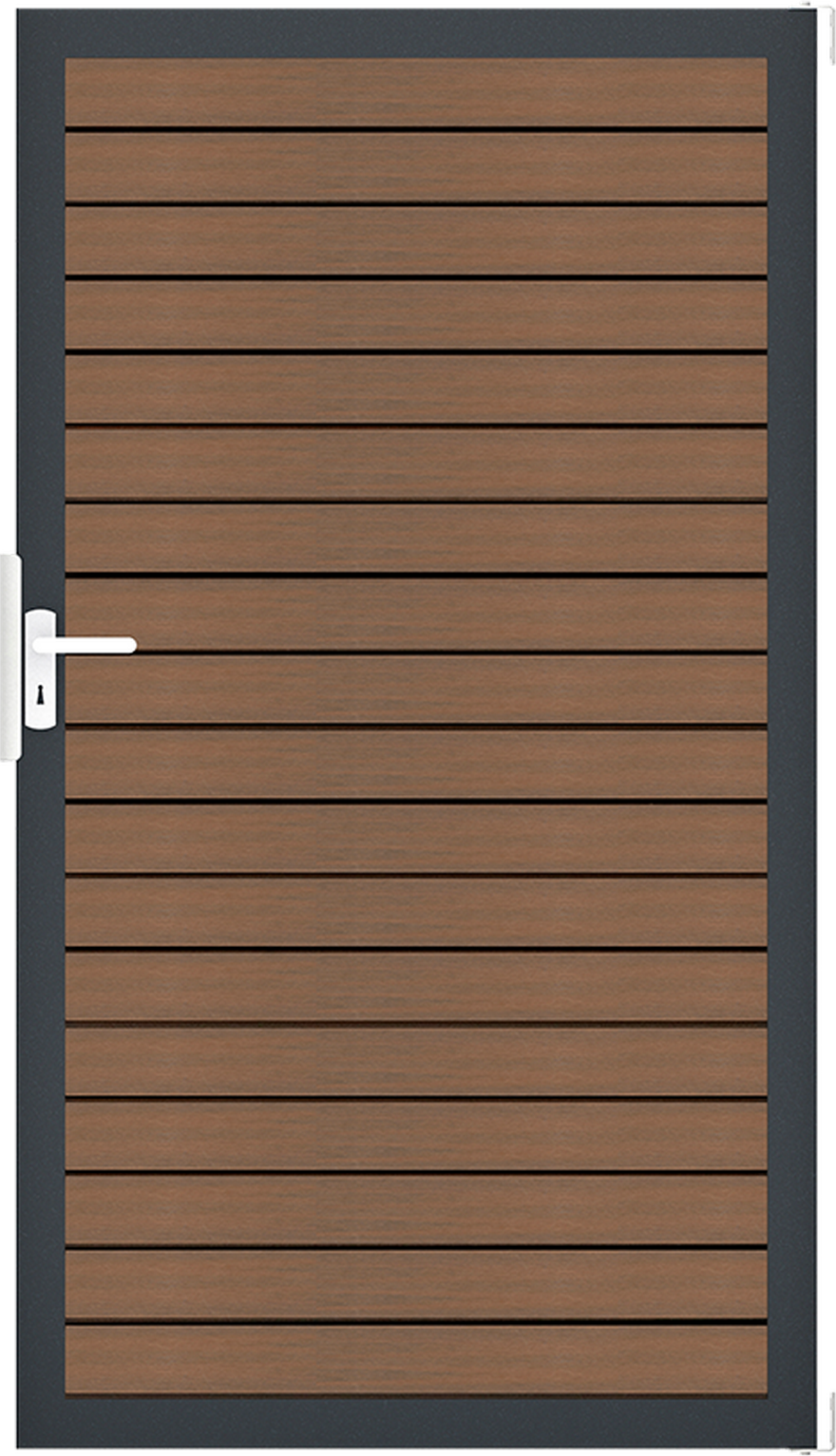 GroJa Einzeltor 'Solid Rhombus' BPC/Aluminium teakfarben/anthrazit 100 x 180 cm