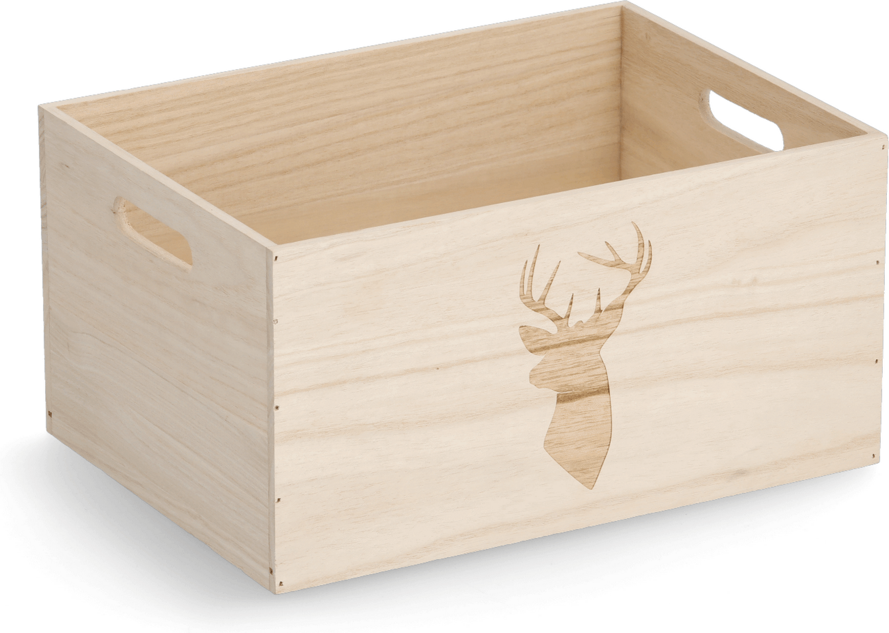 Zeller Aufbewahrungskiste 'Hirsch' Paulownia-Holz naturfarben 35 x 18 x 25 cm