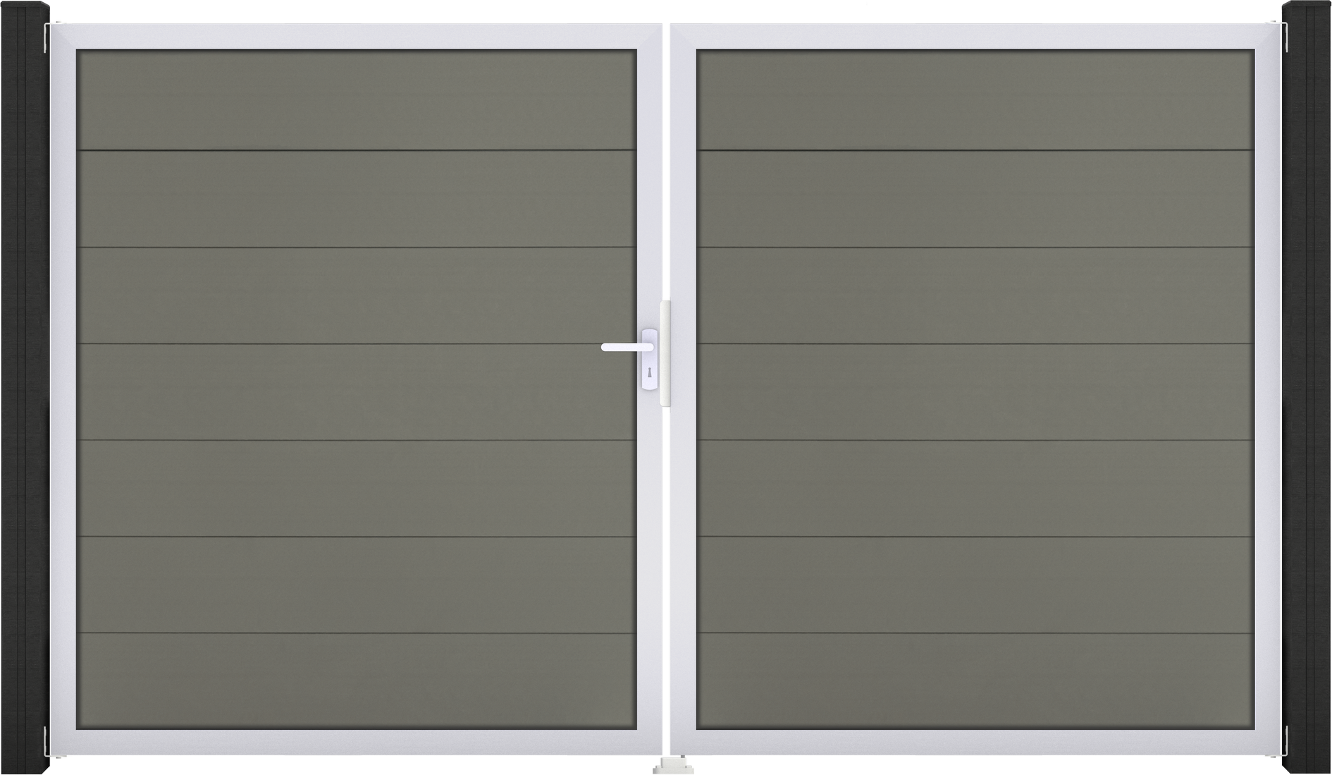GroJa Doppeltor 'Solid Grande' BPC/Aluminium DIN links grau/silber 300 x 180 cm
