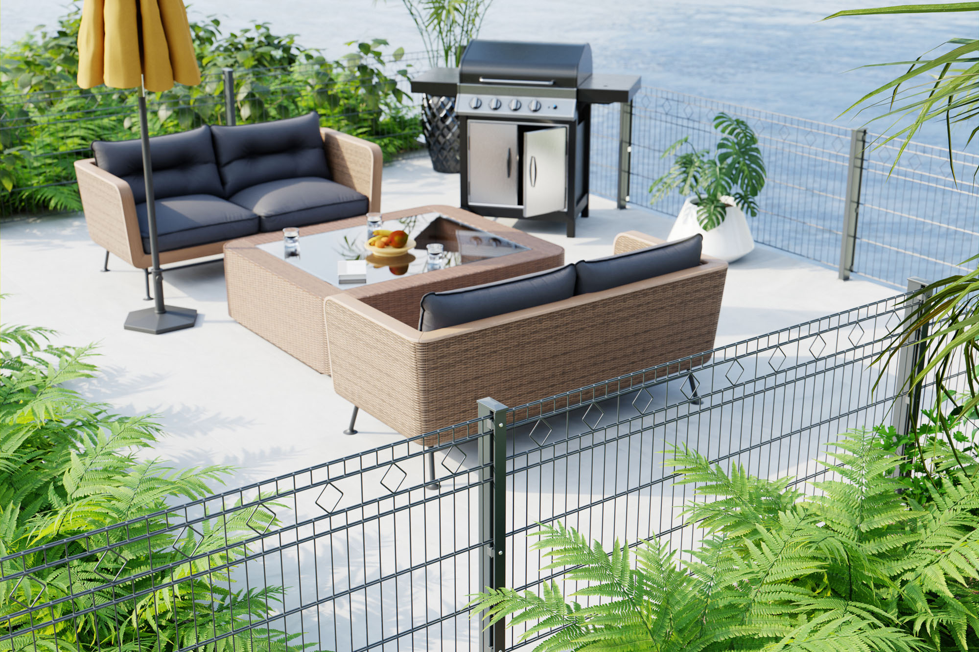 deutsche zauntechnik Doppelstabmattenzaun-Set 'Residenz standard Malaga' anthrazit 400 x 100 cm