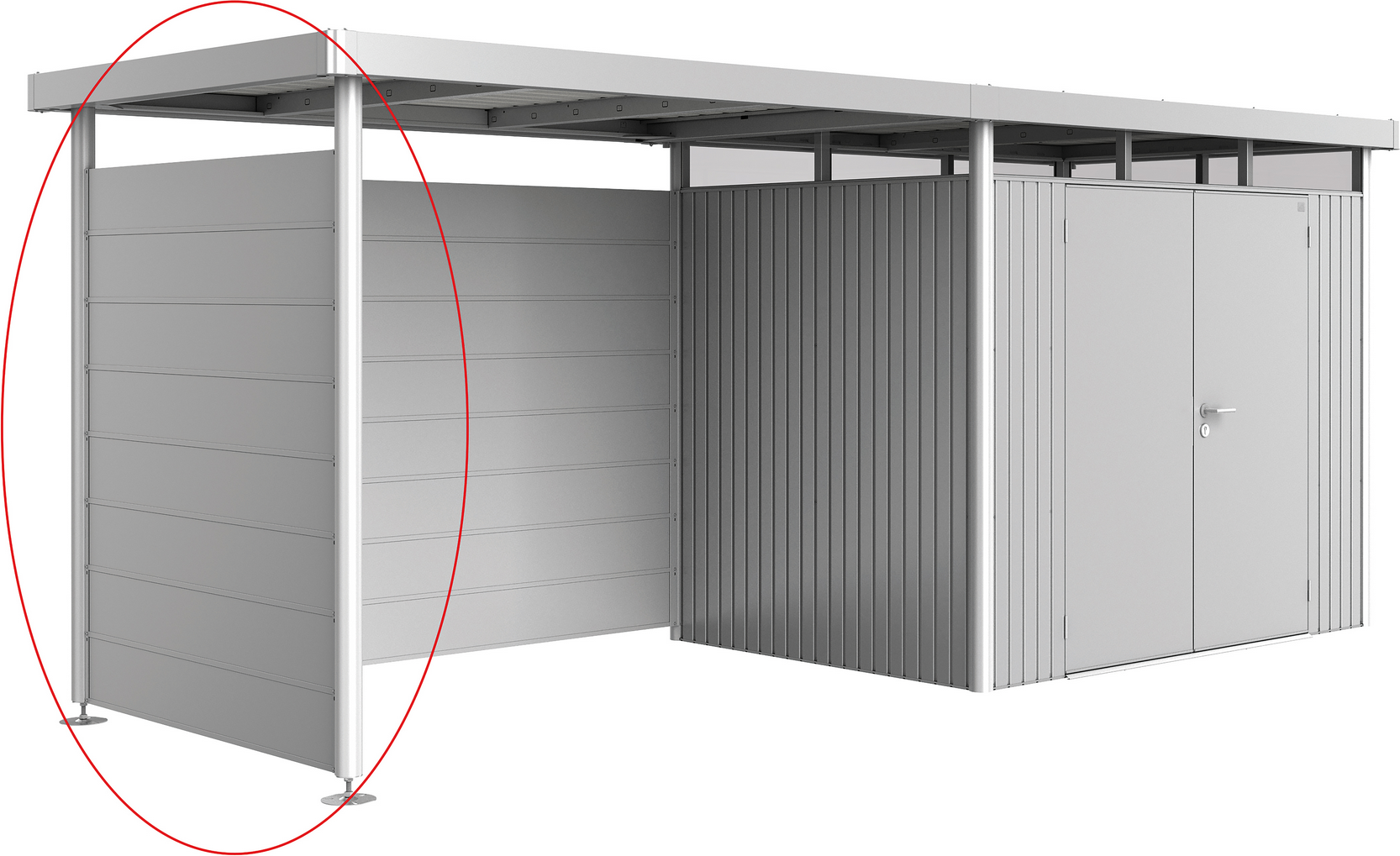 Biohort Seitenwand zum Seitendach silber-metallic 157 x 2,5 x 181 cm für Gerätehaus 'HighLine' H2