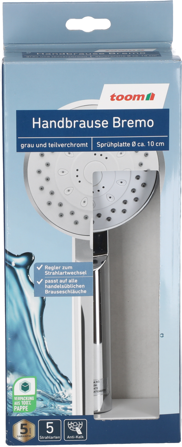 toom Handbrause 'Bremo' chromfarben Ø 10 x 7,5 x 23,8 cm
