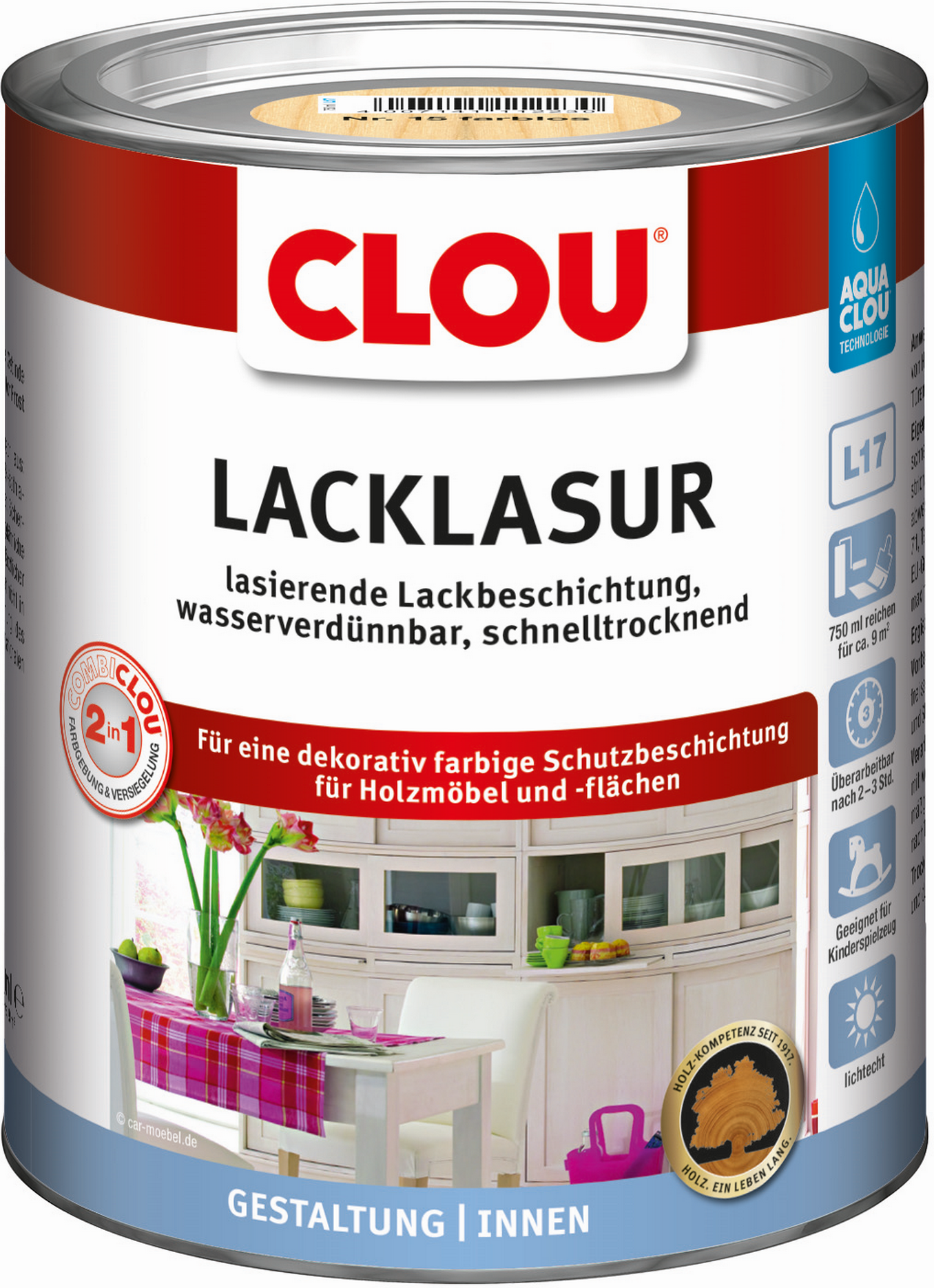 Clou Lacklasur transparent seidenmatt 750 ml