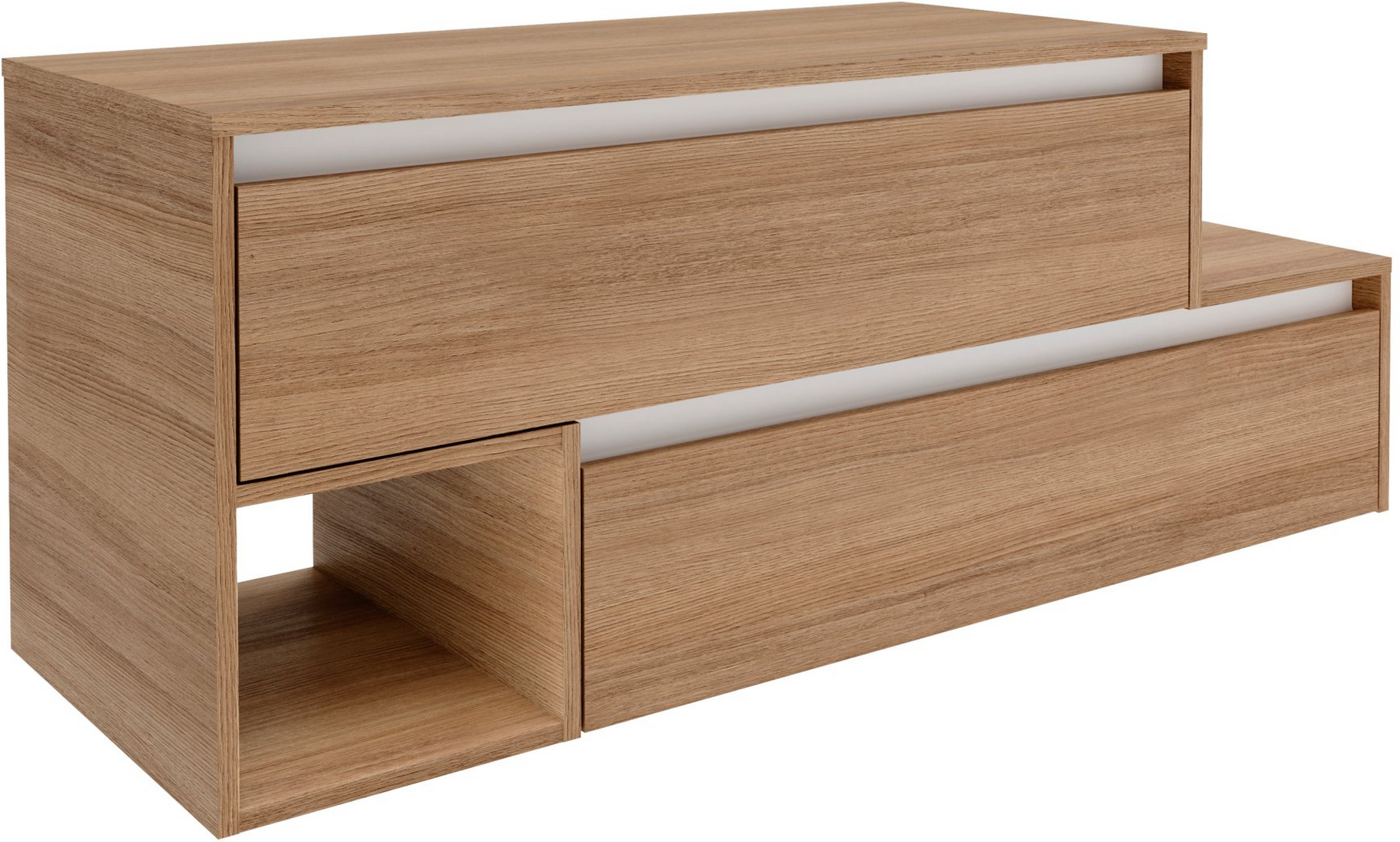 Thumbnail - Fackelmann Waschtischunterschrank 'Vita' Eichefarben Braun/weiß links 128,7 x 51,6 x 46,5 cm