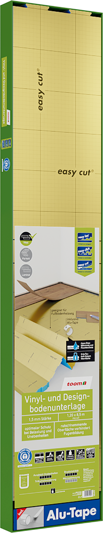 toom Vinyl- und Designbodenunterlage 'Aquastop' 1,5 mm, 1,2 x 8,5 m, 10,2 m² + Tape