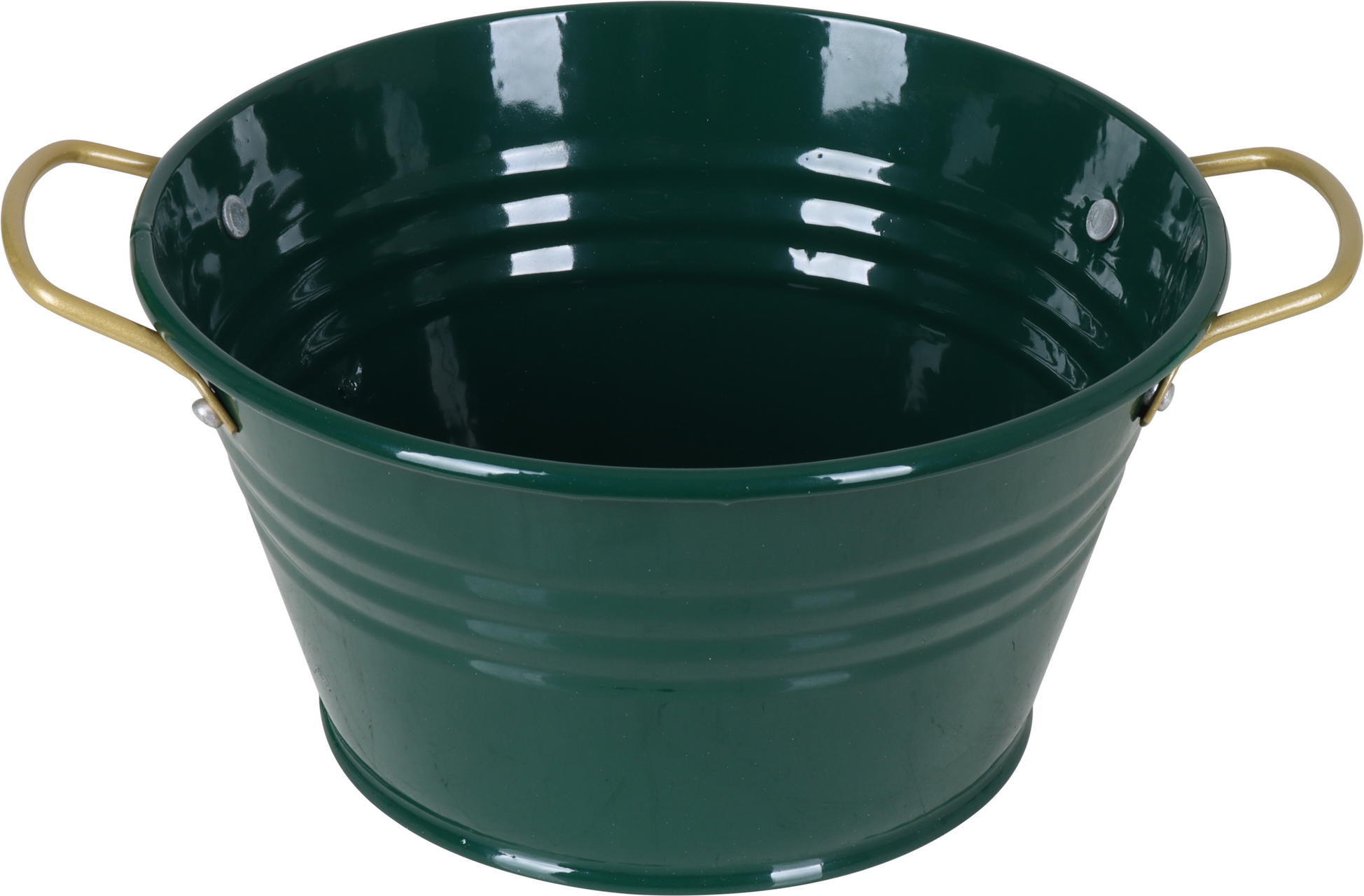 Pflanzschale Metall grün 2 Messing-Griffe Ø 18 x 9 cm