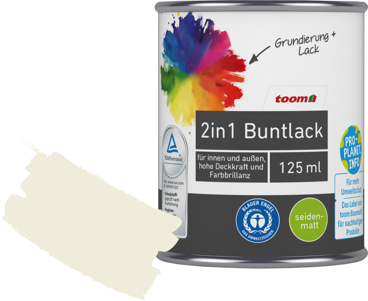 Thumbnail - toom 2in1 Buntlack 'Eisblume' reinweiß seidenmatt 125 ml