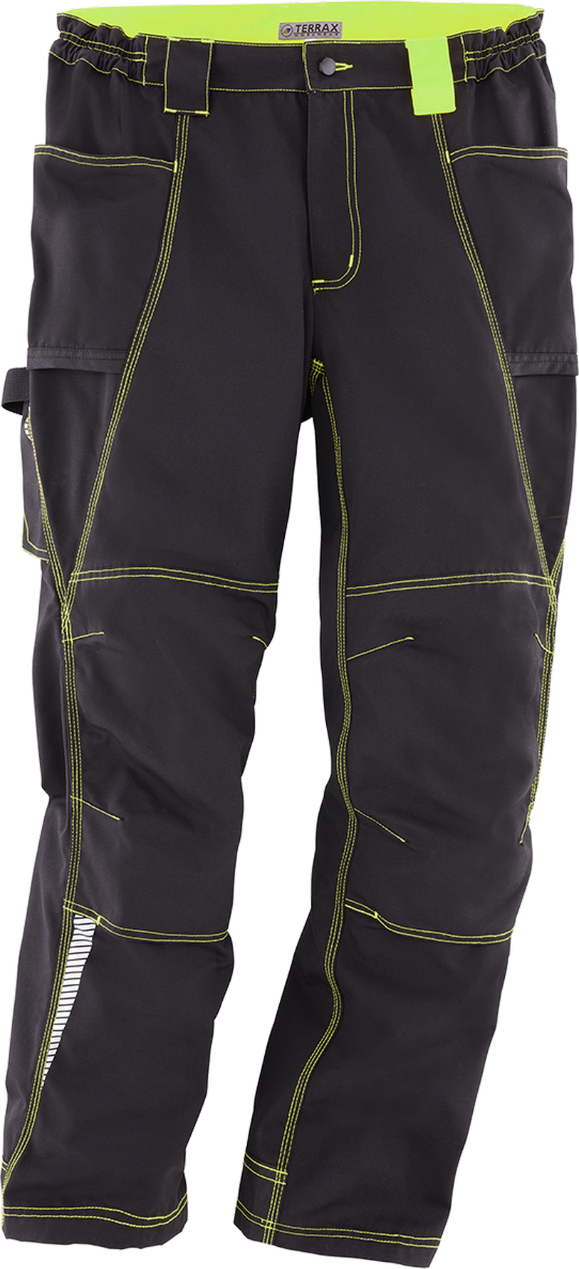 Workwear Herren-Arbeitshose schwarz/limettenfarben Gr. 58