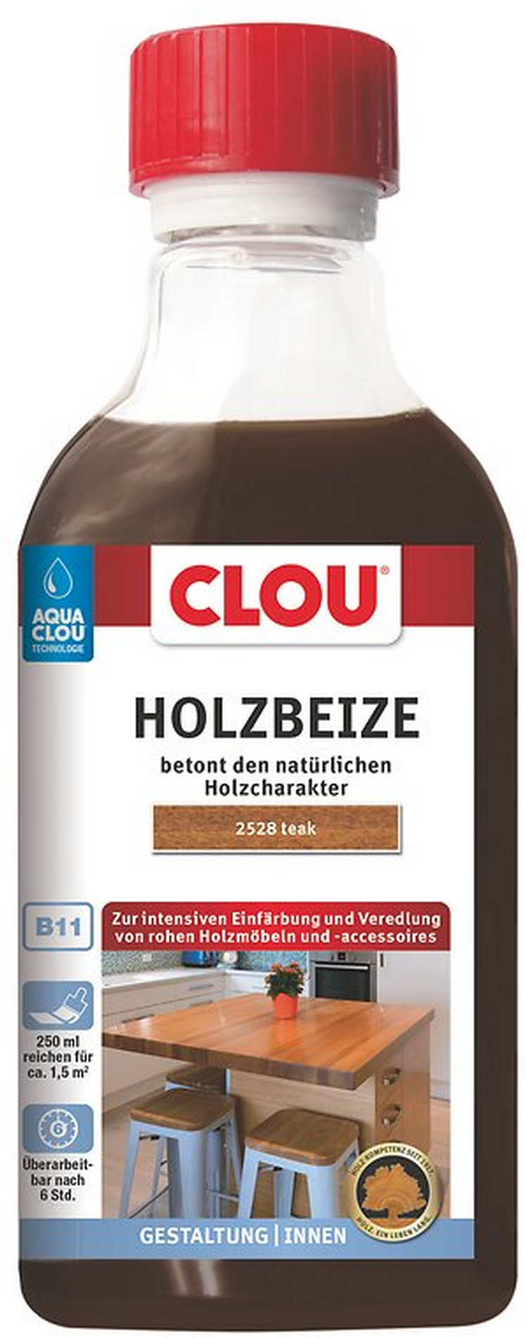 Clou Holzbeize teakfarben 250 ml