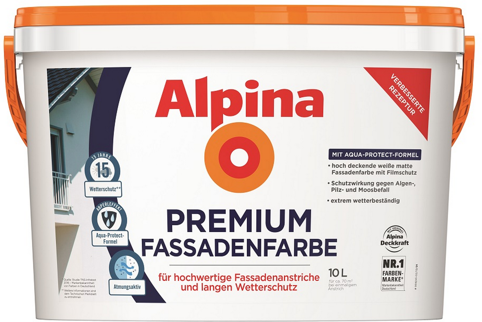 Alpina Premium-Fassadenfarbe weiß matt 10 l