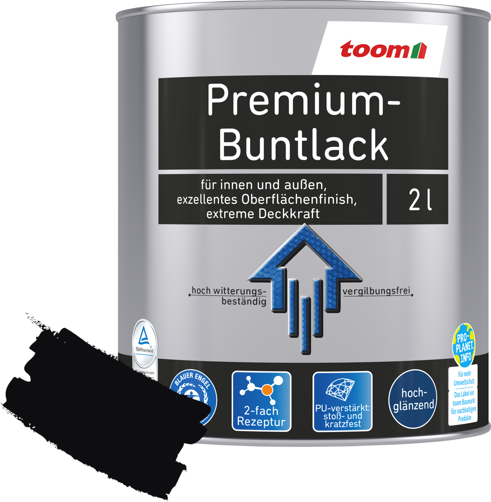 Thumbnail - toom Premium-Buntlack tiefschwarz glänzend 2 l