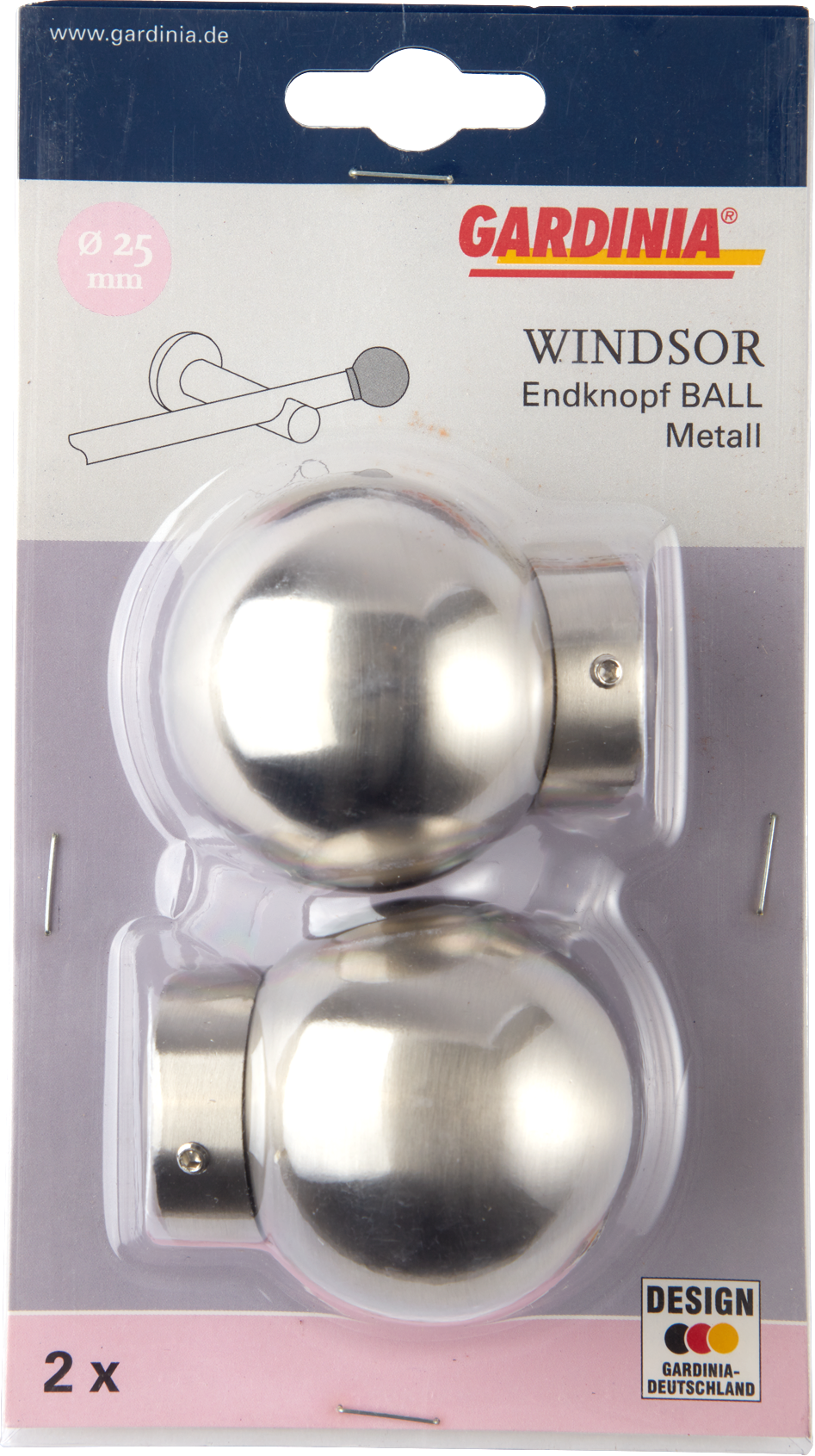 Gardinia Endknopf 'Windsor' silber Ø 25 mm 2 Stück