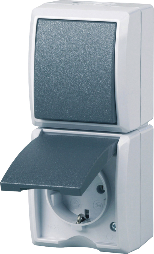 REV Ritter Kombination Wechselschalter mit Steckdose 'AquaForm' grau