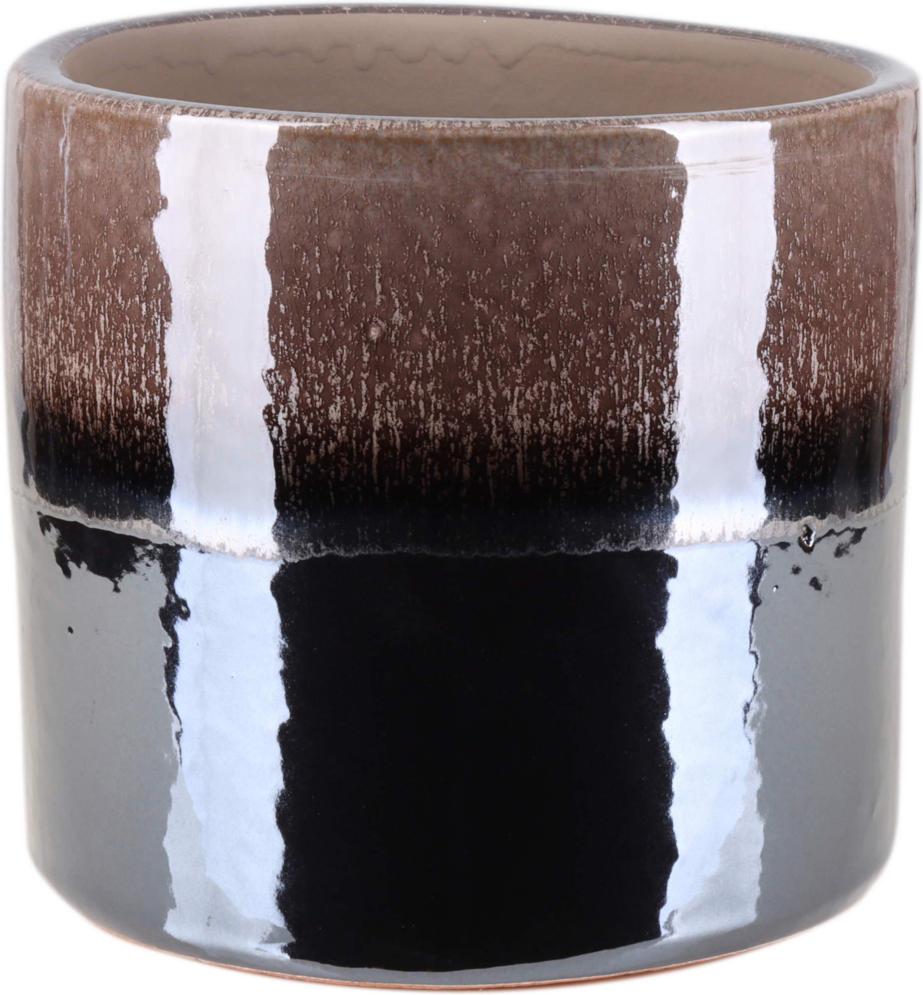 Übertopf 'Mondego' Keramik schwarz/braun Ø 14 x 13 cm