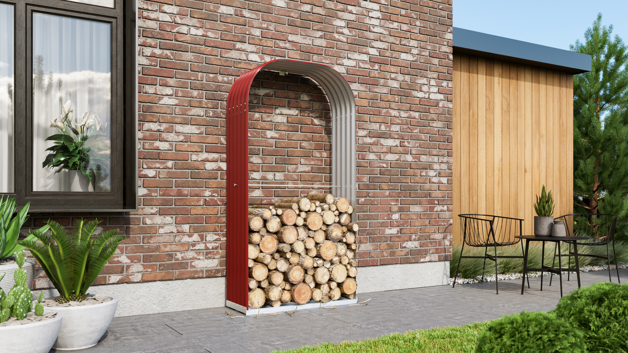 Vitavia Kaminholzregal 'Ardor 401' rubinfarben 99,1 x 200 x 40,1 cm