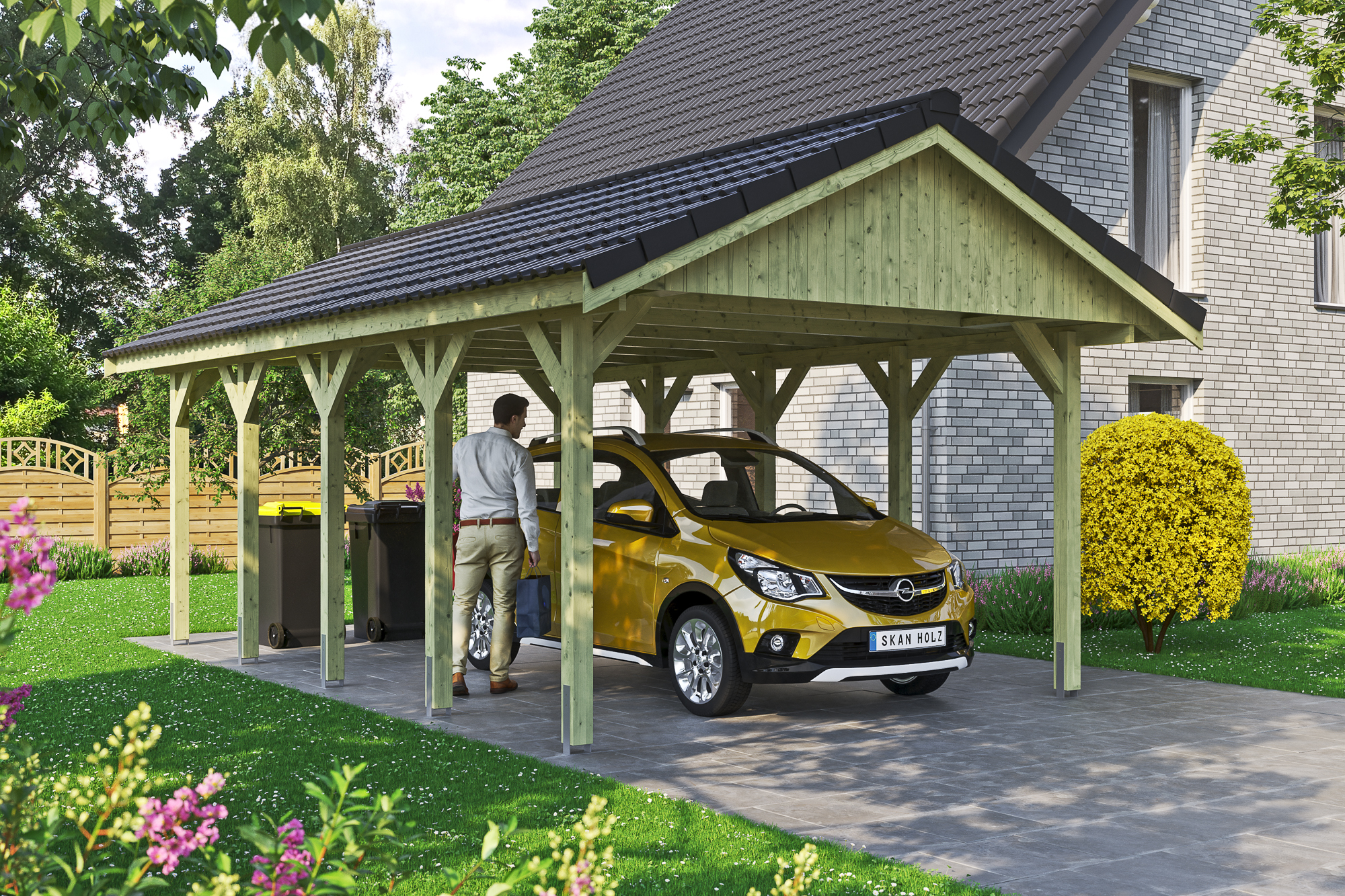 SKAN HOLZ Einzelcarport 'Wallgau' mit Dachlattung 430 x 750 cm natur