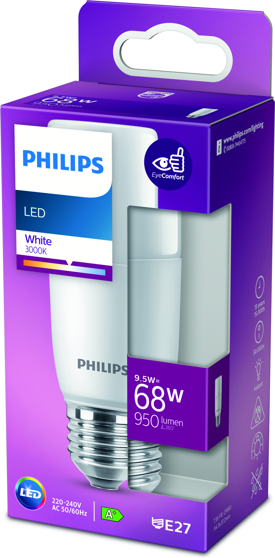 Thumbnail - Philips LED Stick 9,5 W T38 E27 WH FR ND 1 950 lm