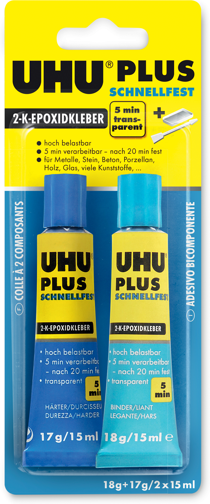 Thumbnail - Uhu Zweikomponentenkleber 2-K-Epoxitkleber 'schnellfest' transparent 2 x 15 ml