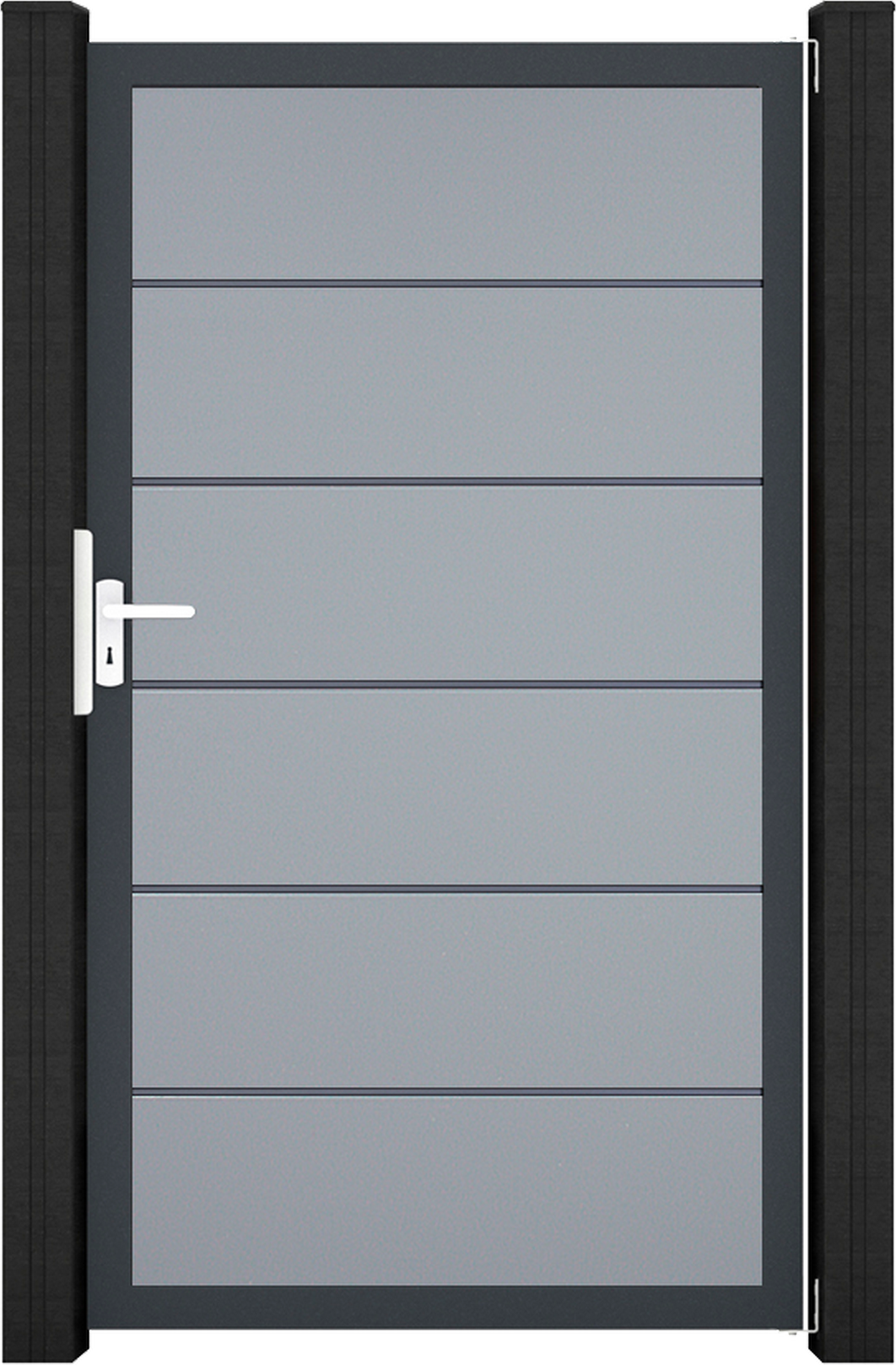 GroJa Einzeltor 'BasicLine Premium' Universal DIN silbergrau/anthrazit 100 x 180 cm