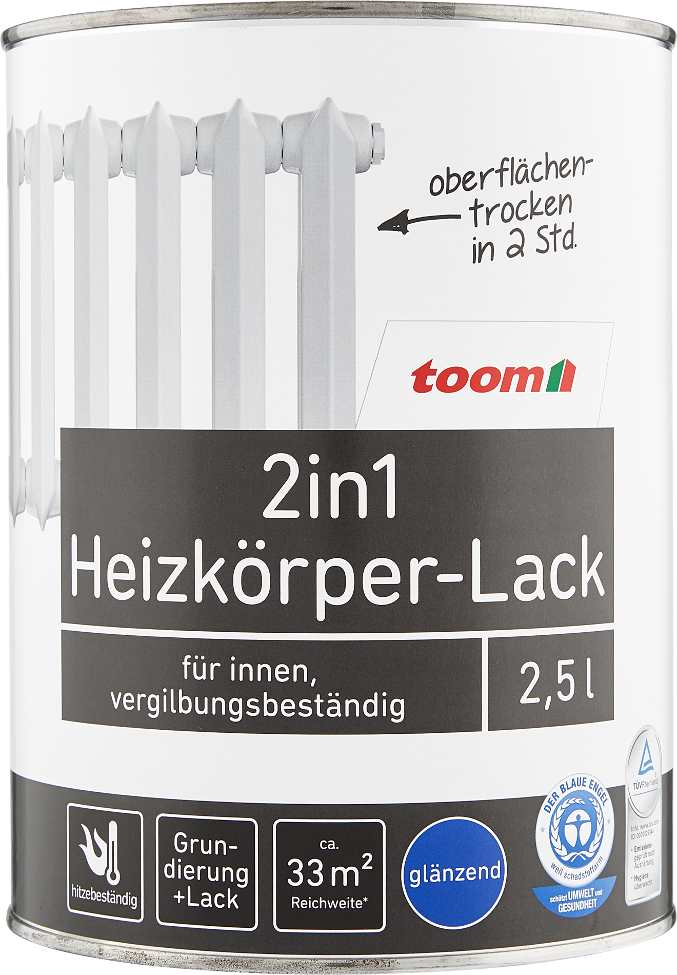 Thumbnail - toom 2in1 Heizkörperlack weiß glänzend 375 ml