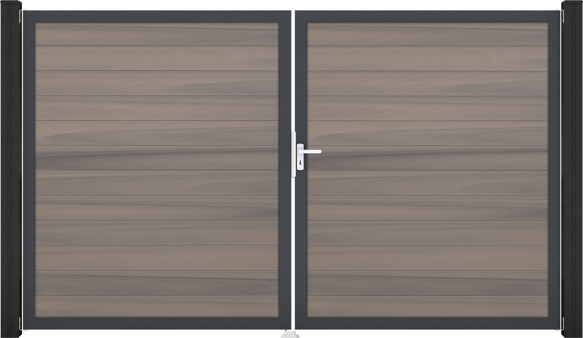 GroJa Doppeltor 'Solid' BPC/Aluminium DIN rechts braun/grau/silber 300 x 180 cm