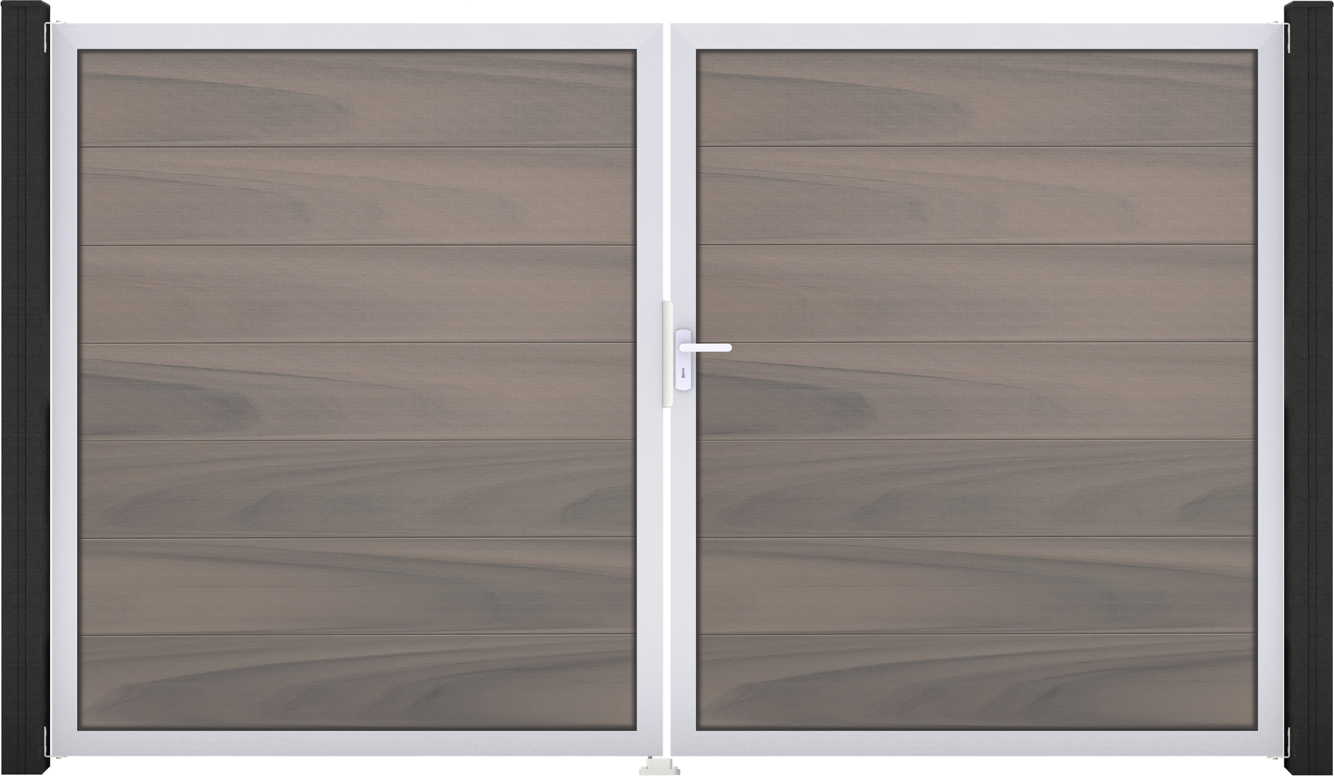 GroJa Doppeltor 'Solid Grande' BPC/Aluminium DIN rechts braun/grau/silber 300 x 180 cm