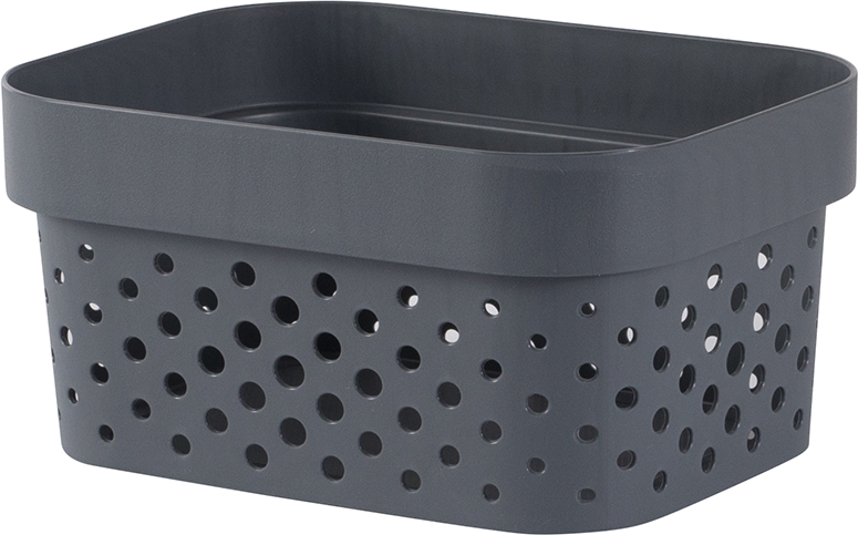 Curver Aufbewahrungskorb 'Infinity Recycling' dunkelgrau 13 x 17 x 8 cm, mit Lochmuster