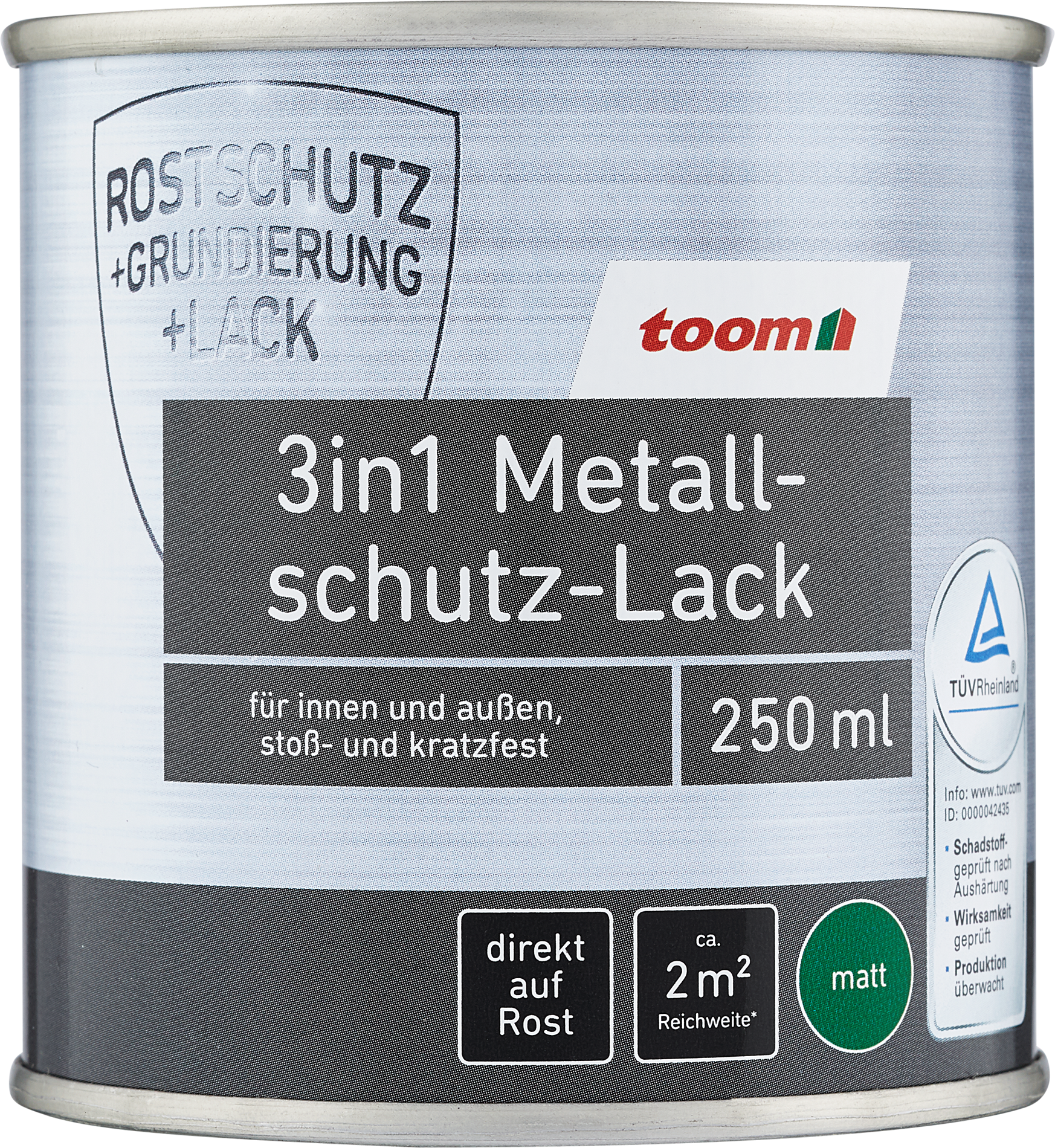 toom 3in1 Metallschutzlack weiß matt 250 ml