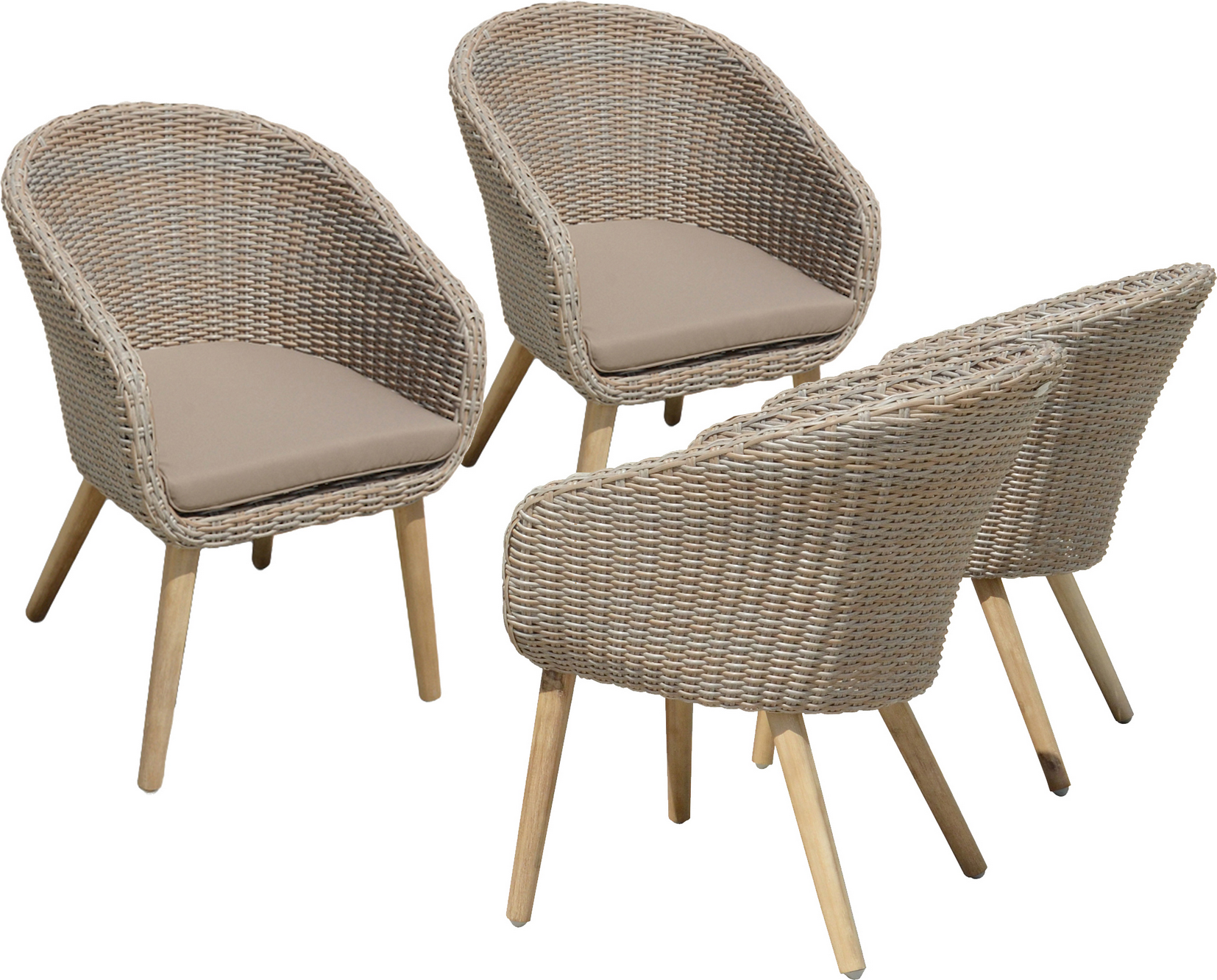 Garden Pleasure Gartenstuhl-Set 'Visalia' grau 4-teilig