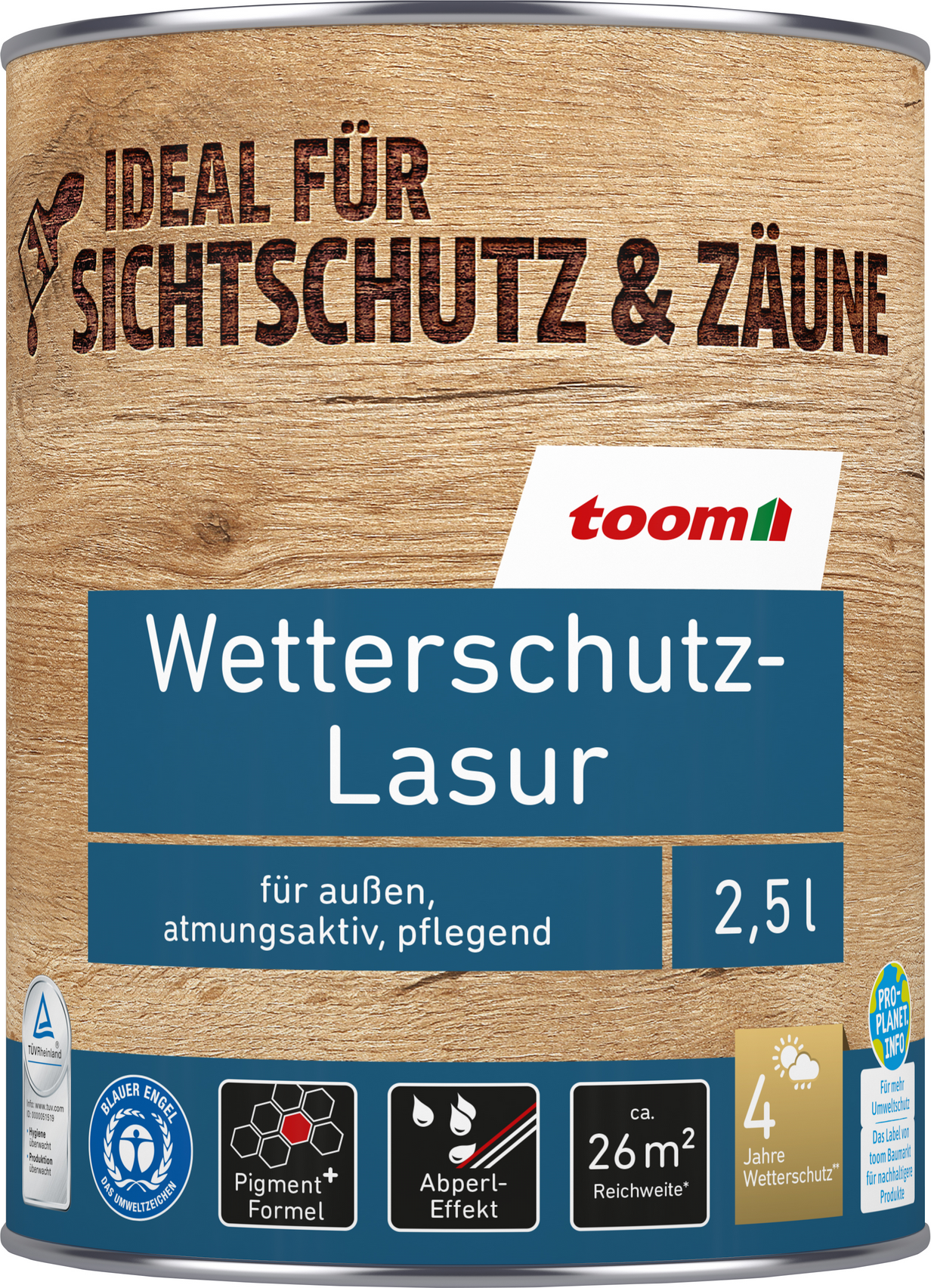 toom Wetterschutz-Lasur 'Natur' beige 2,5 l