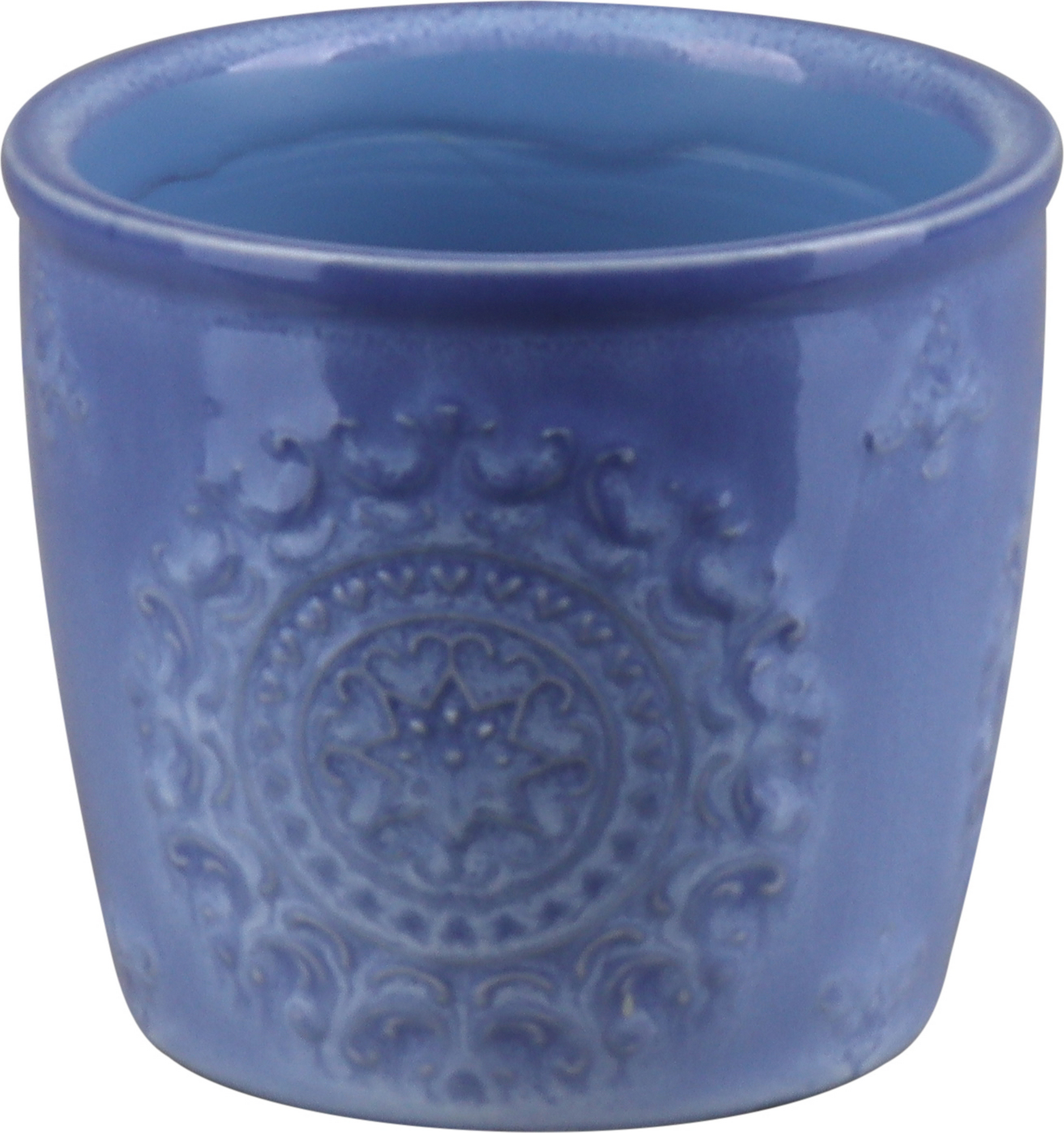 Übertopf Keramik blau glasiert Ø 8,3 x 7,5 cm