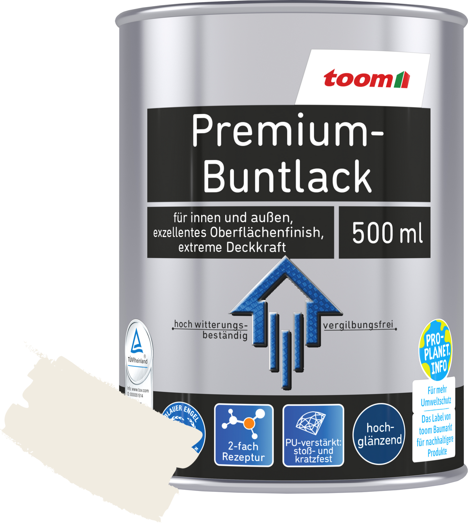 Thumbnail - toom Premium-Buntlack reinweiß glänzend 500 ml