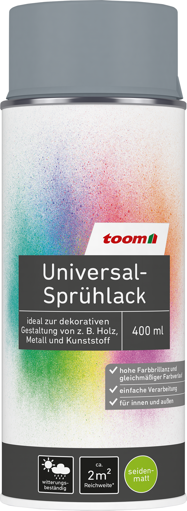 Thumbnail - toom Universal-Sprühlack 'Stadtgeflüster' silbergrau seidenmatt 400 ml