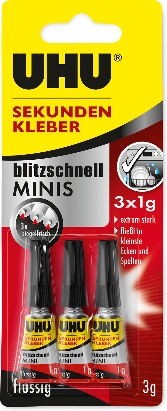 Thumbnail - Uhu Sekundenkleber 'Blitzschnell Minis' 3 x 1 g, flüssig